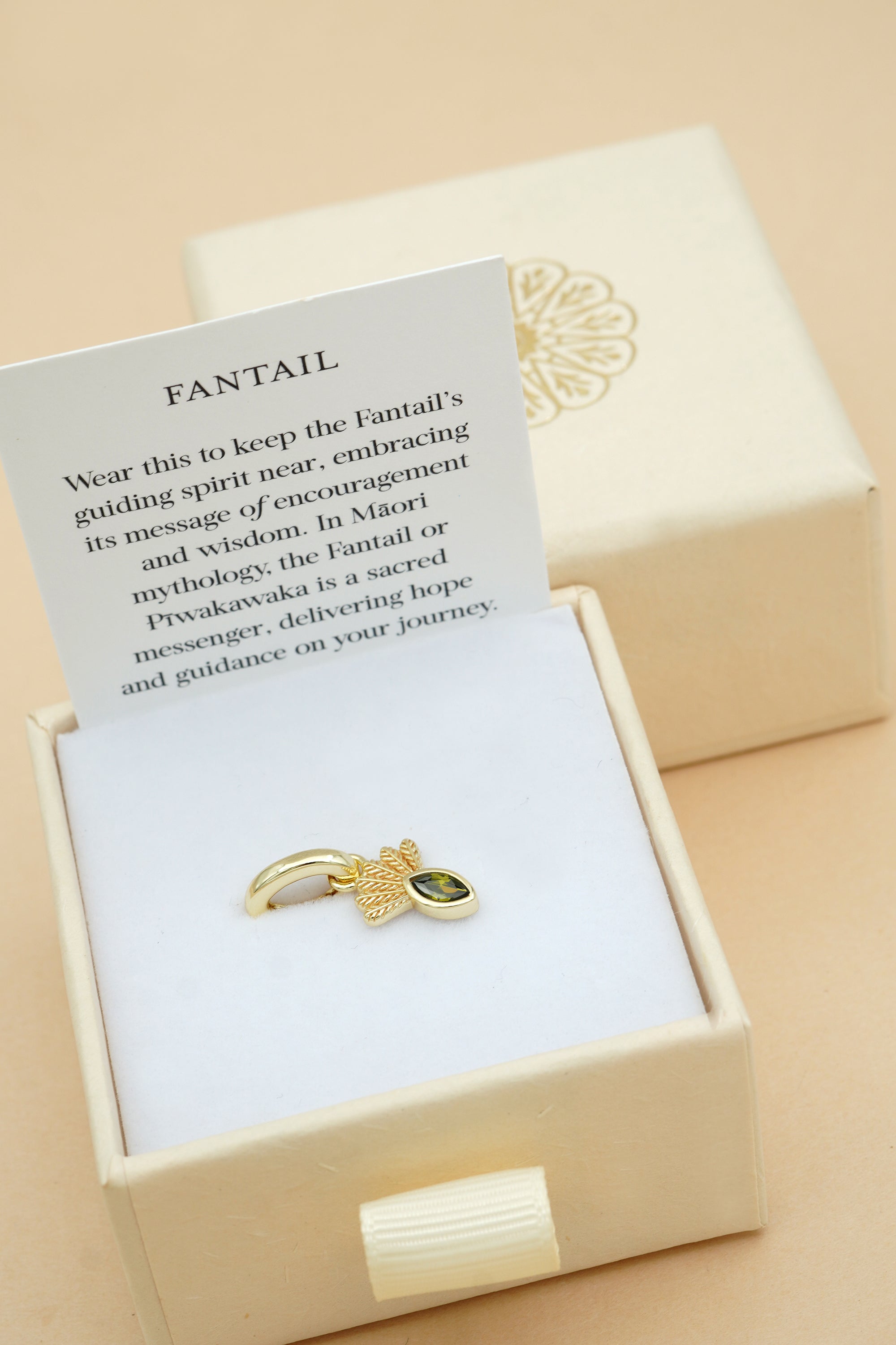 Fantail Charm Olive - Gold
