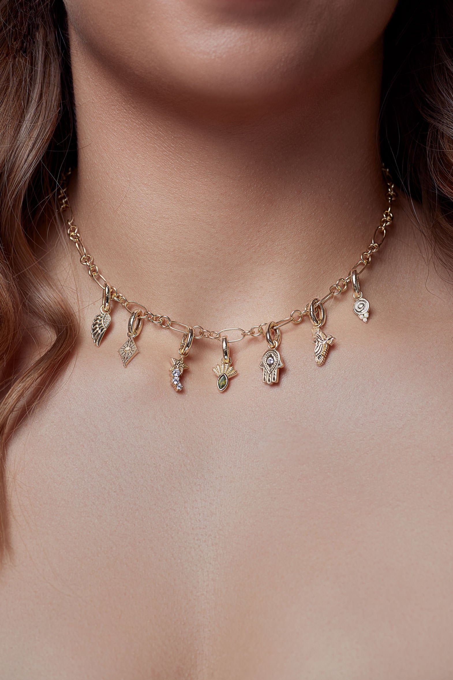 Fantail Charm Olive - Gold