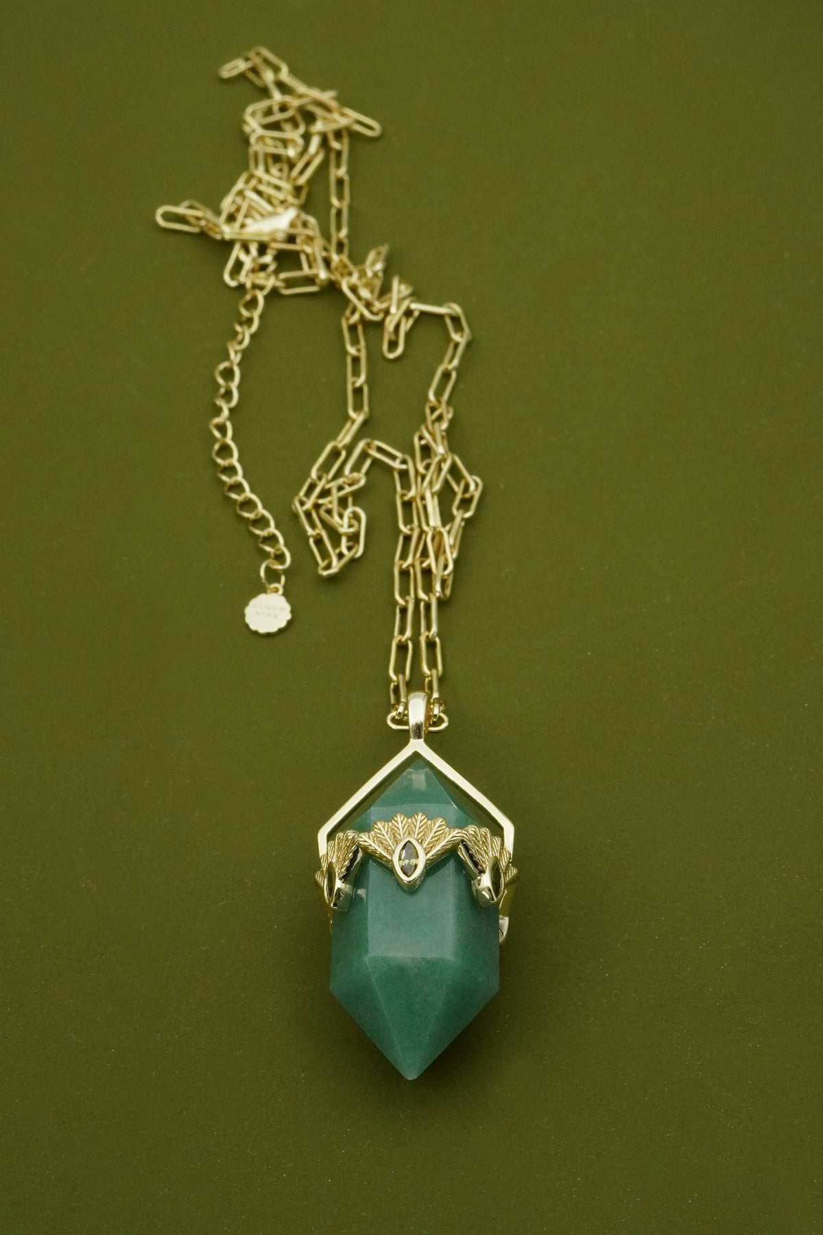 Aventurine Fantail Necklace - Gold