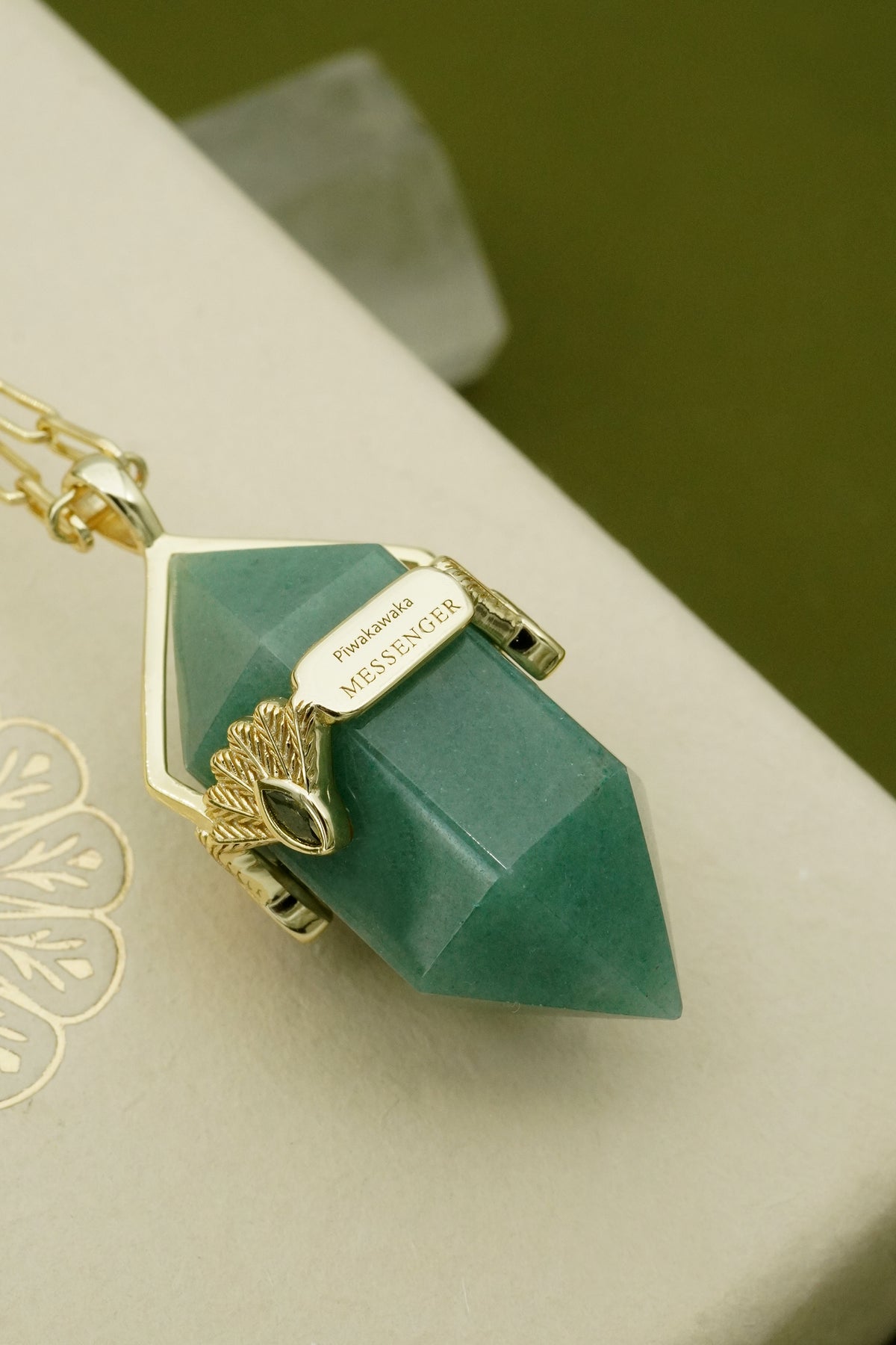 Aventurine Fantail Necklace - Gold