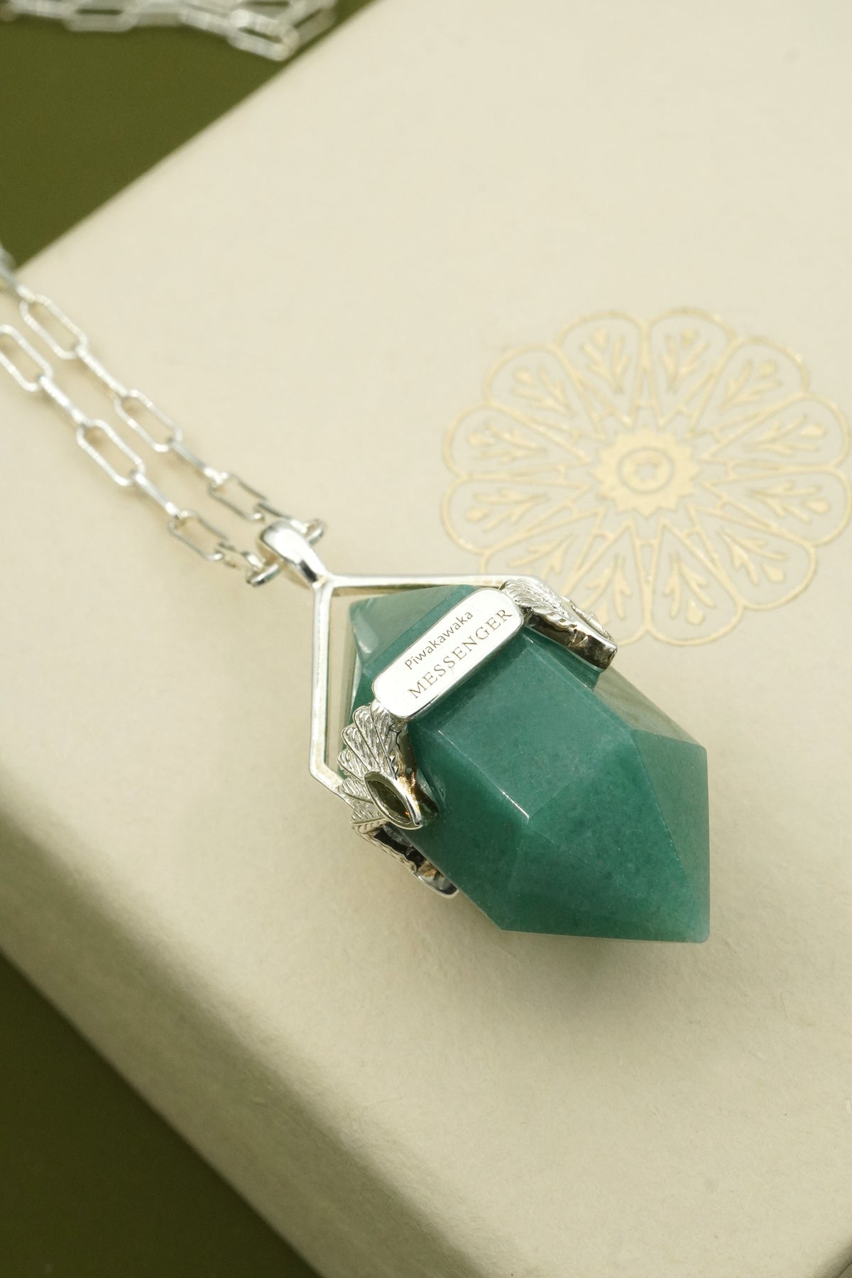 Aventurine Fantail Necklace - Silver