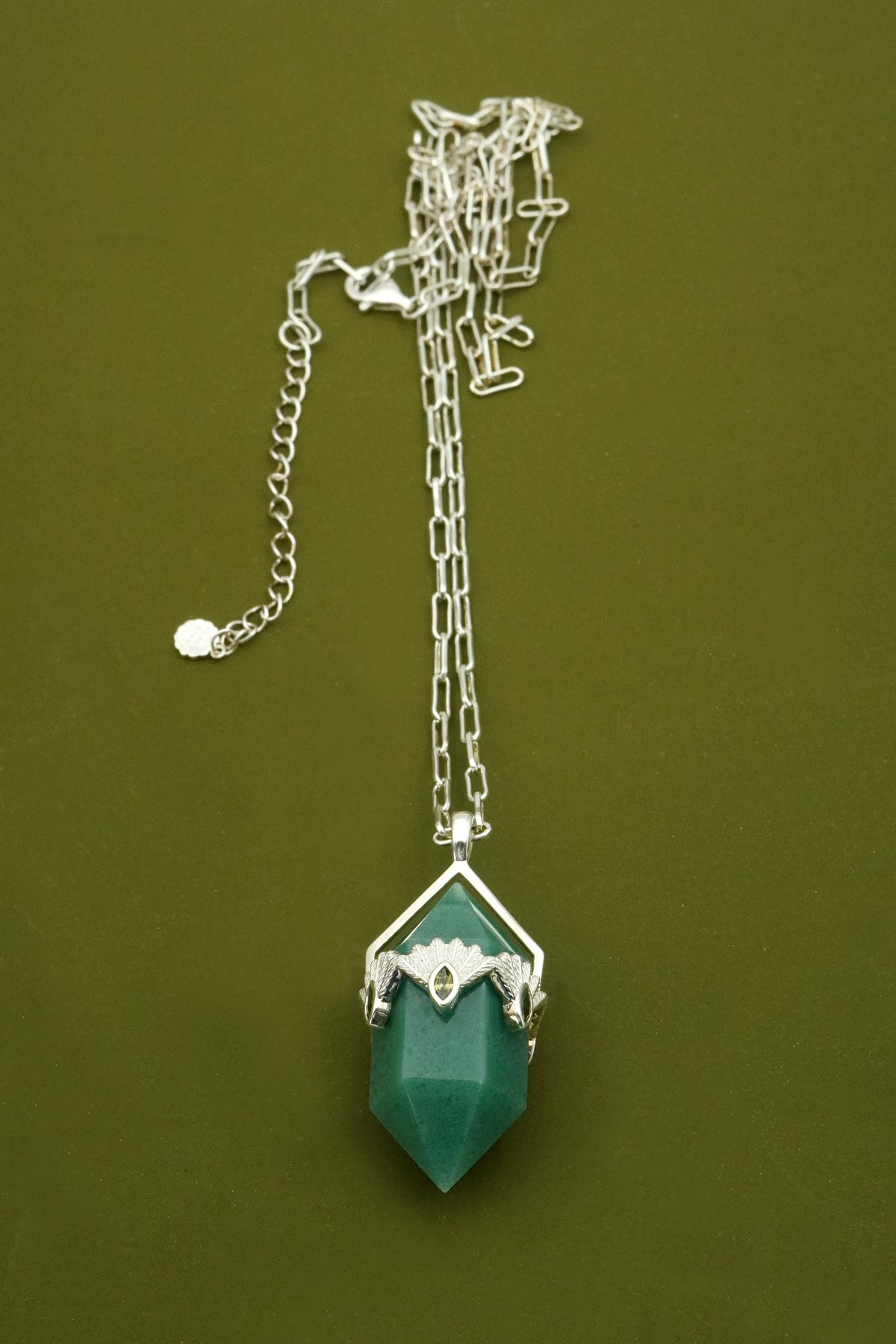 Aventurine Fantail Necklace - Silver