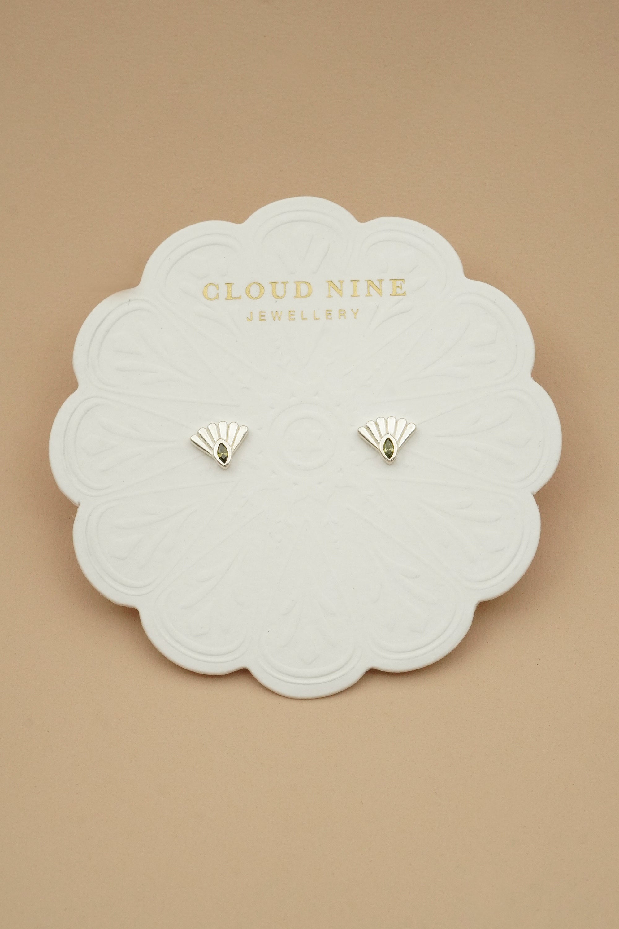 Fantail Studs Olive - Silver