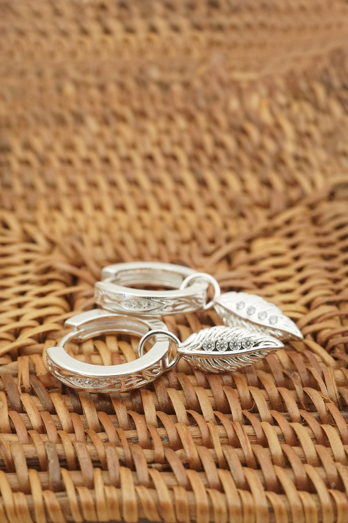 Trust The Path Feather Hoops - Silver