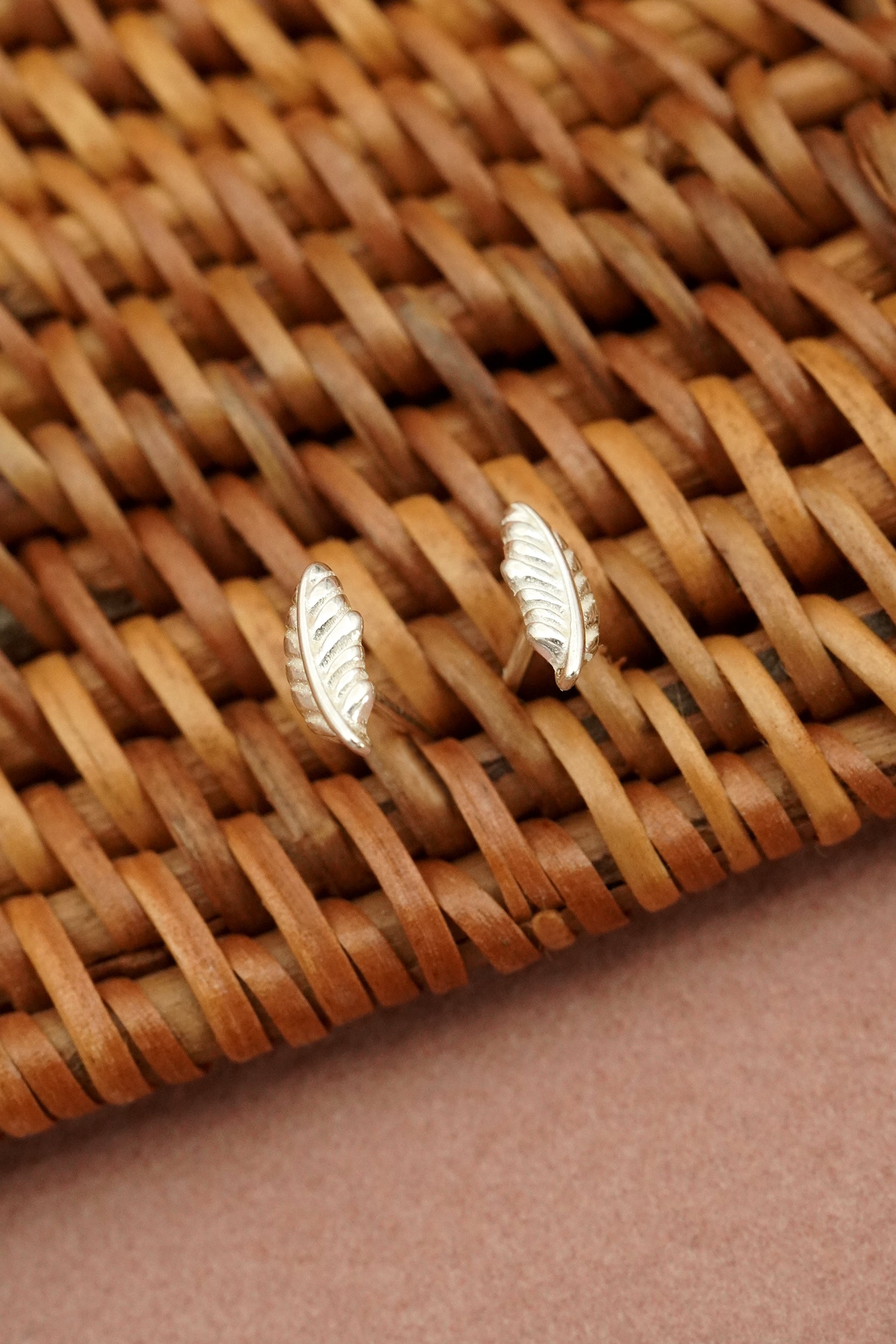 Trust The Path Feather Studs- Silver
