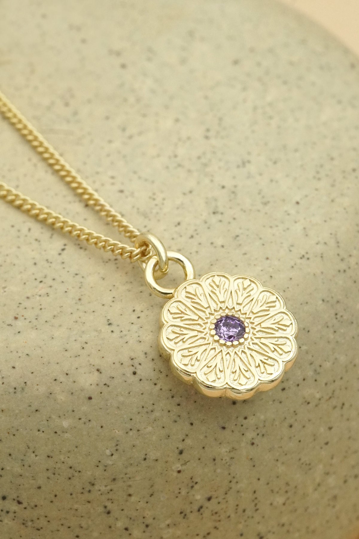 Gold Birthstone Necklace - February/Amethyst