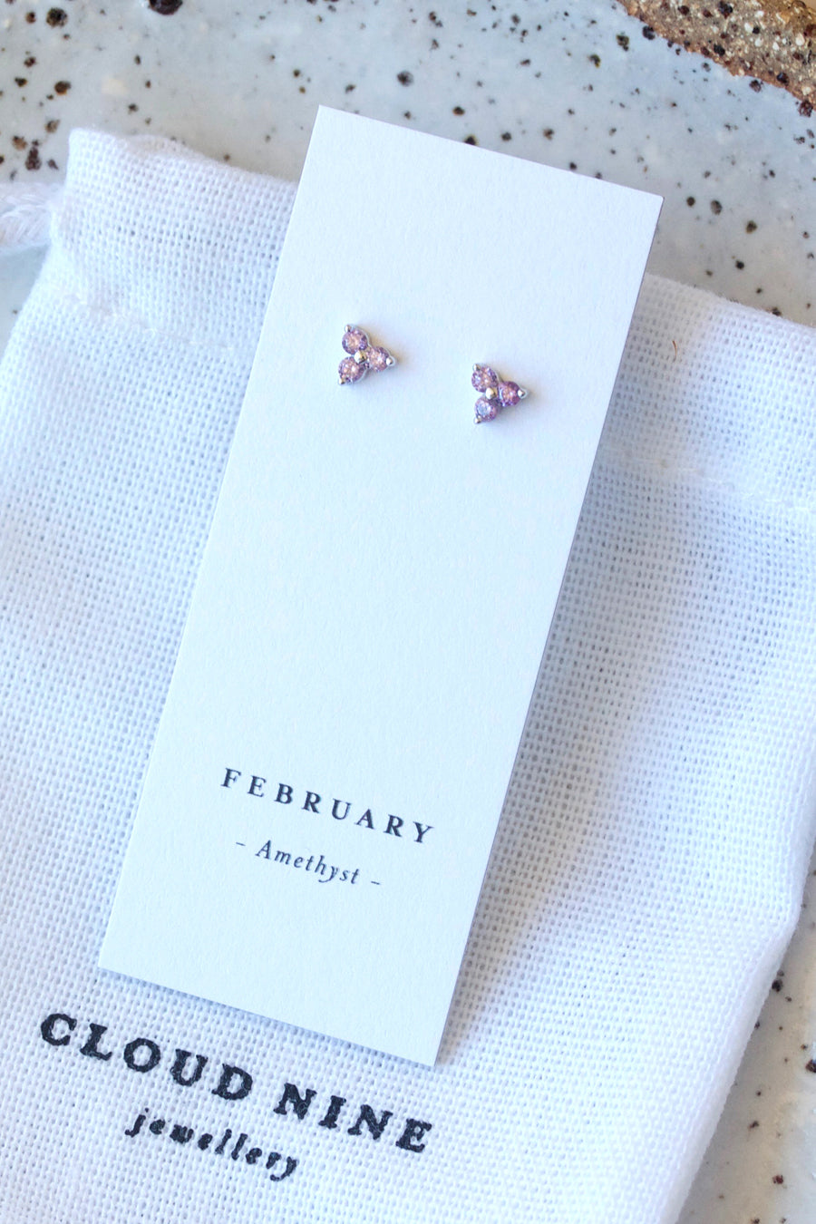 Gold Birthstone Studs - February/Amethyst
