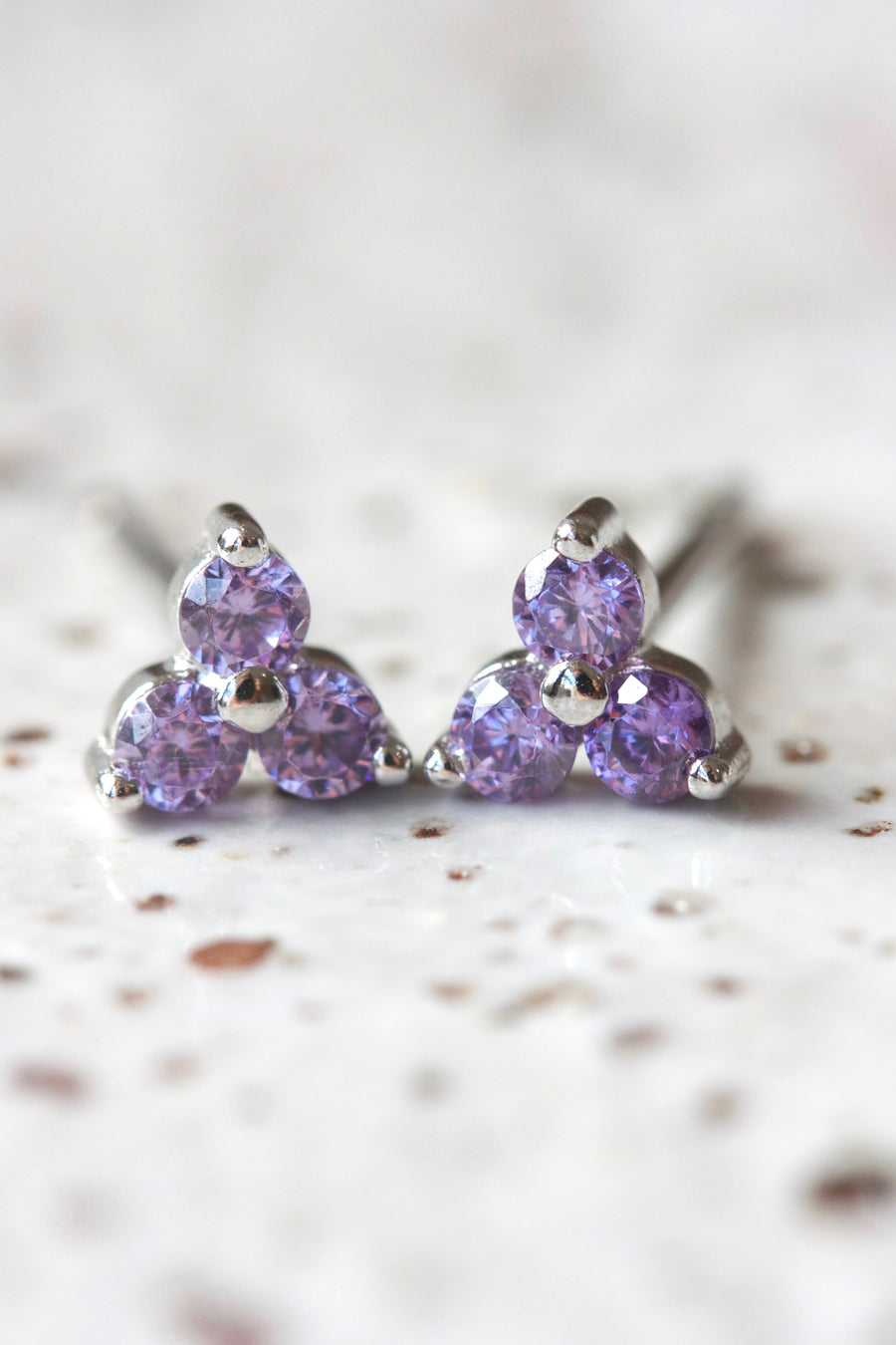 Silver Birthstone Studs - February/Amethyst