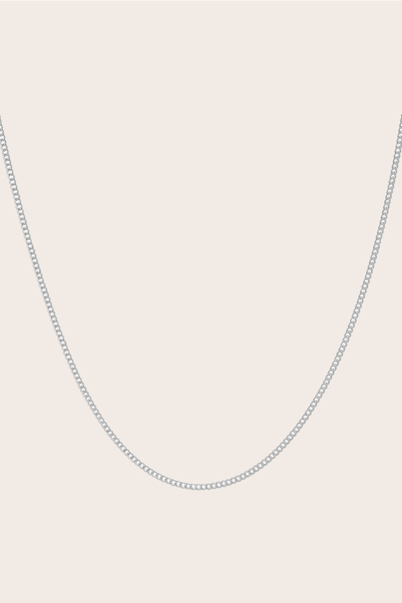 Fine Curb Chain Necklace - Silver