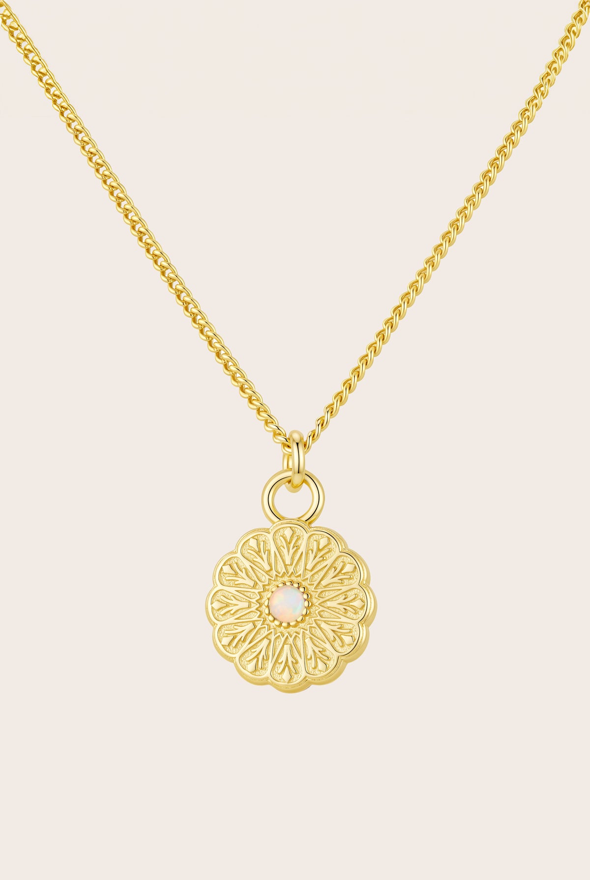 Gold Birthstone Necklace - October/Opal