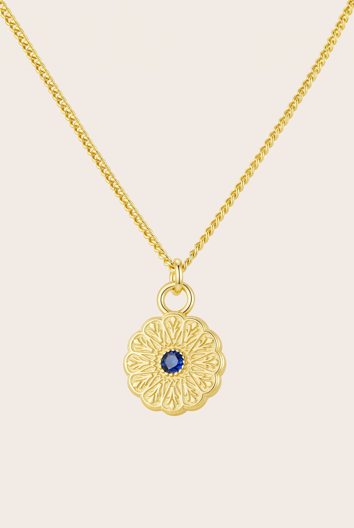 Gold Birthstone Necklace - September/Sapphire