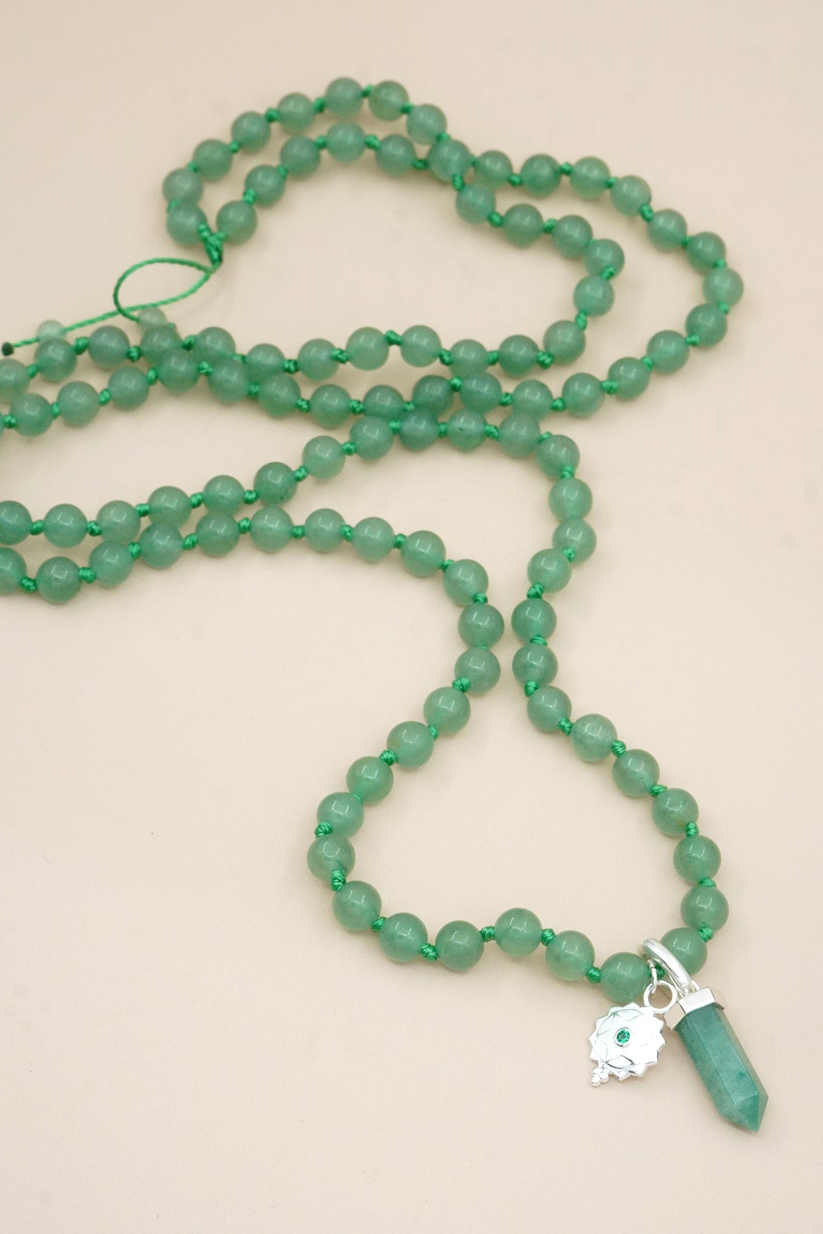 Heart Chakra Mala Necklace - Silver