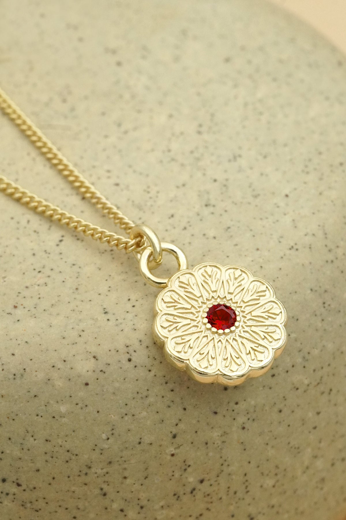 Gold Birthstone Necklace - January/Garnet