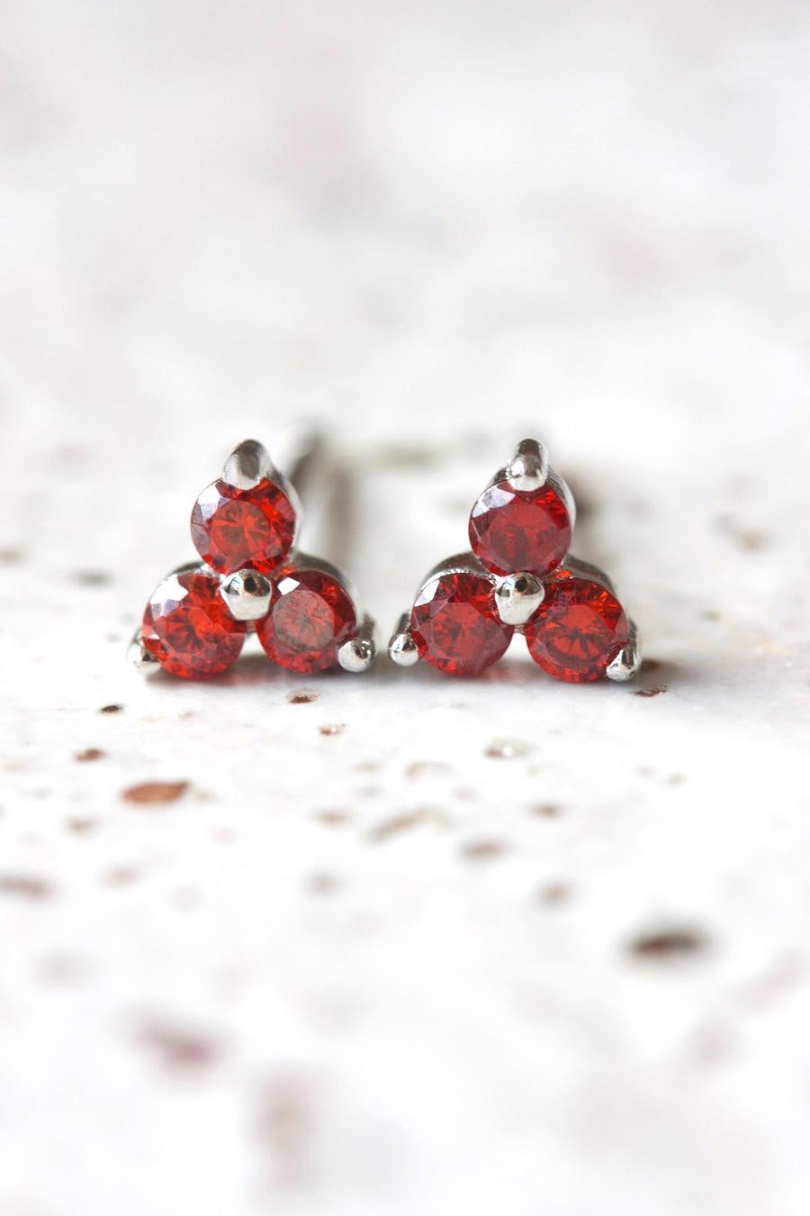 Silver Birthstone Studs - January/Garnet