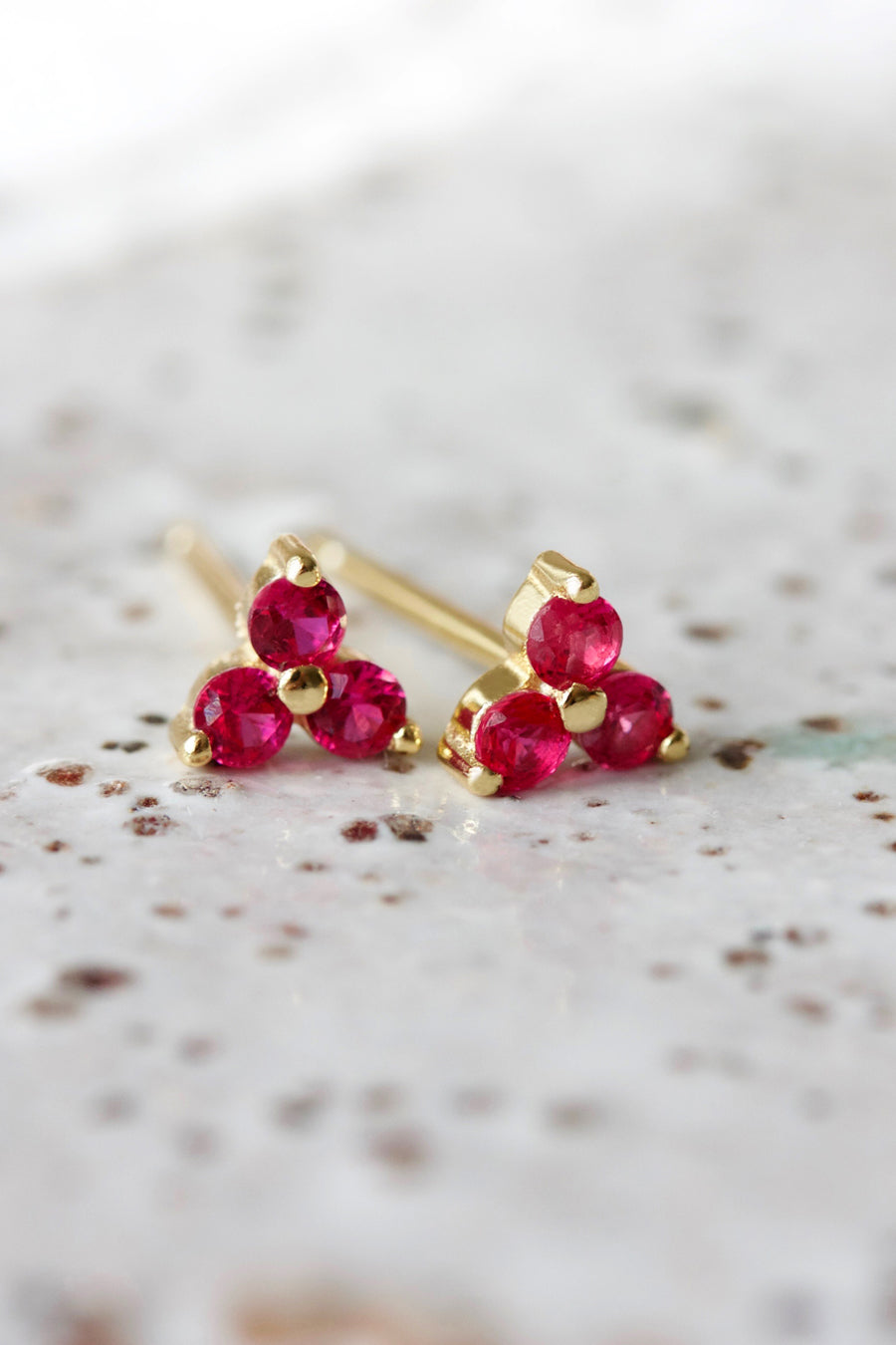 Gold Birthstone Studs - July/Ruby