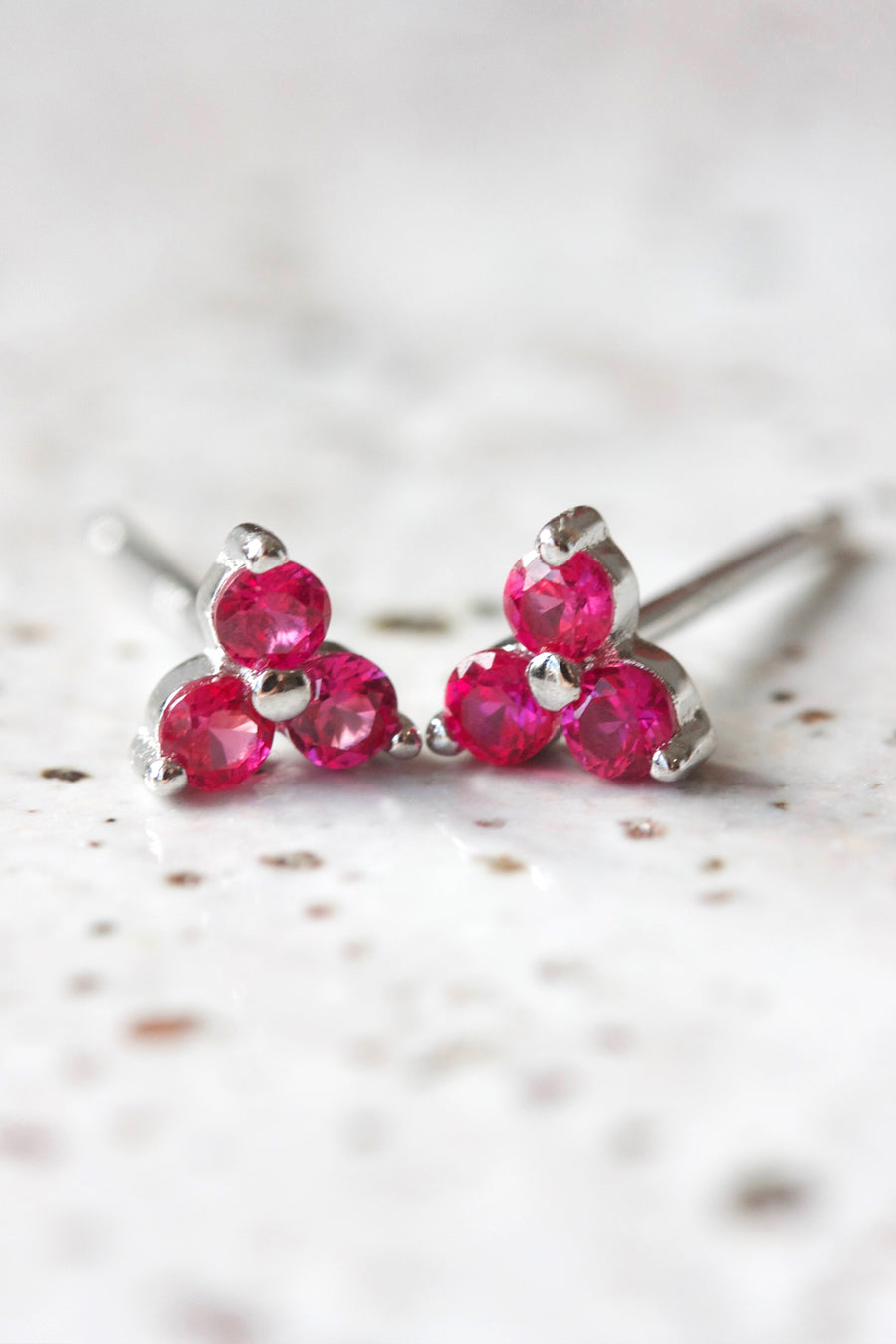 Silver Birthstone Studs - July/Ruby