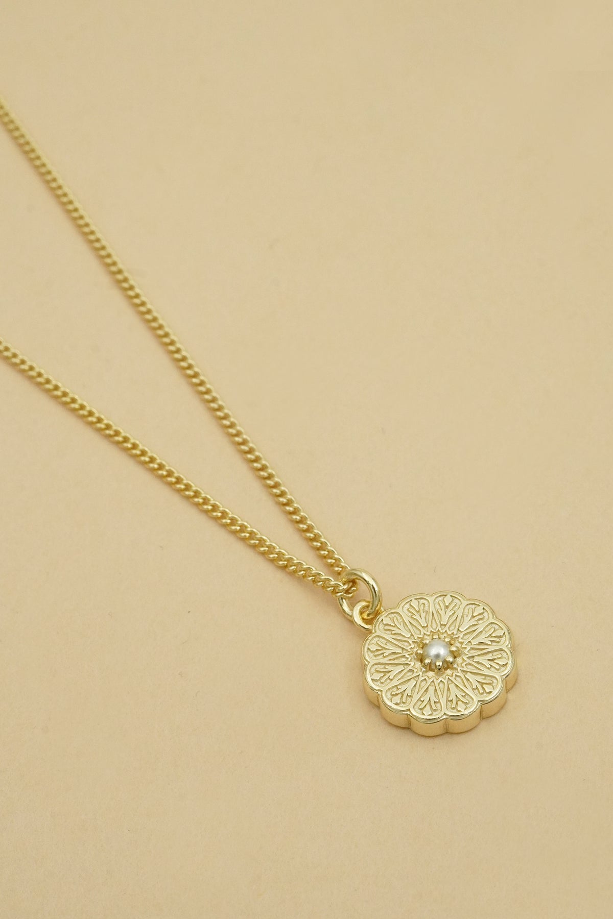Gold Birthstone Necklace - June/Pearl