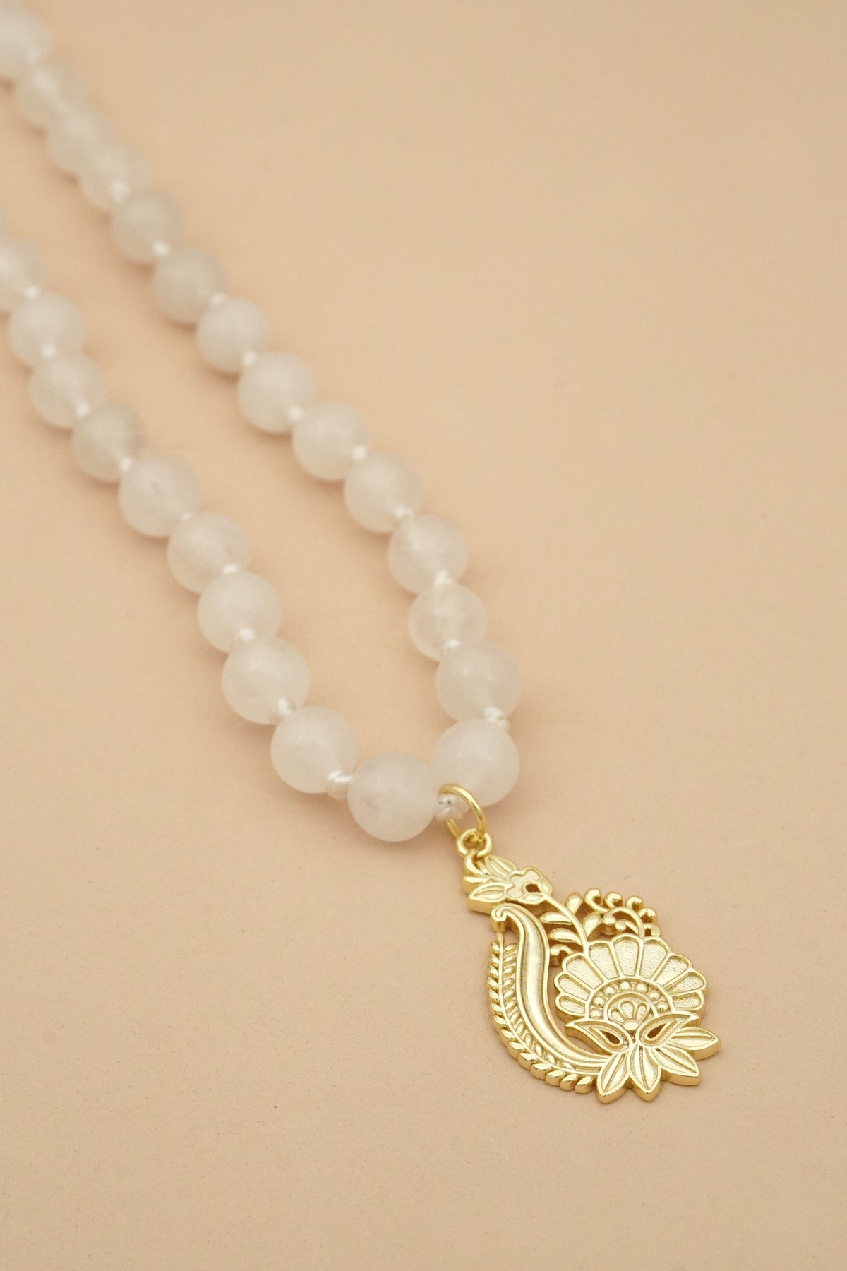 In Bloom Rose Quartz Mala Necklace - Gold