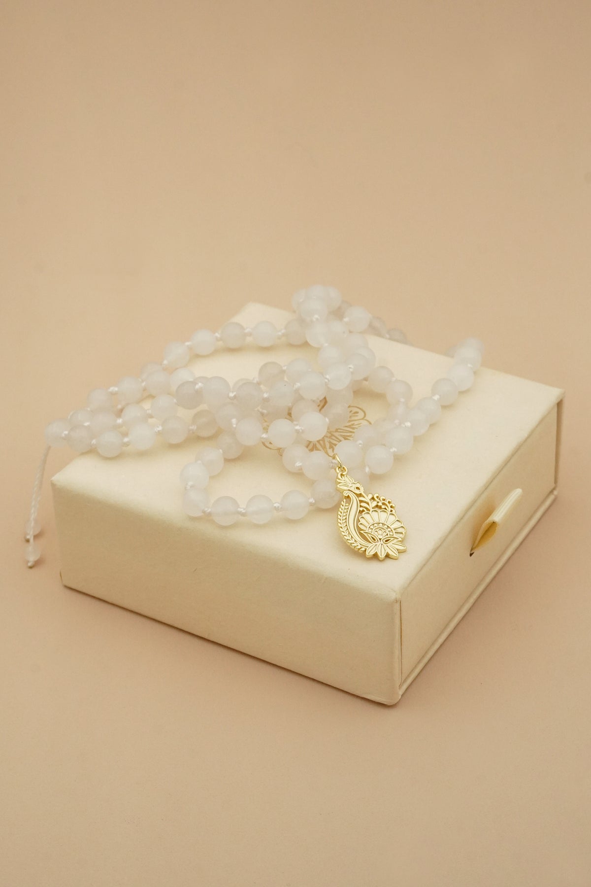 In Bloom Rose Quartz Mala Necklace - Gold