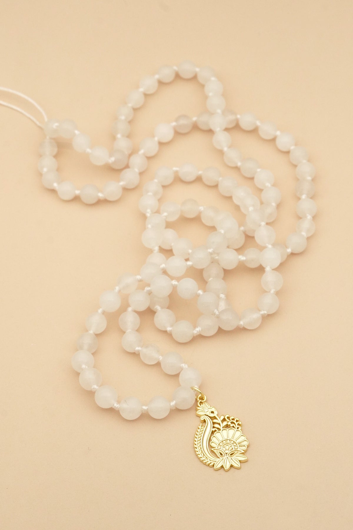 In Bloom Rose Quartz Mala Necklace - Gold