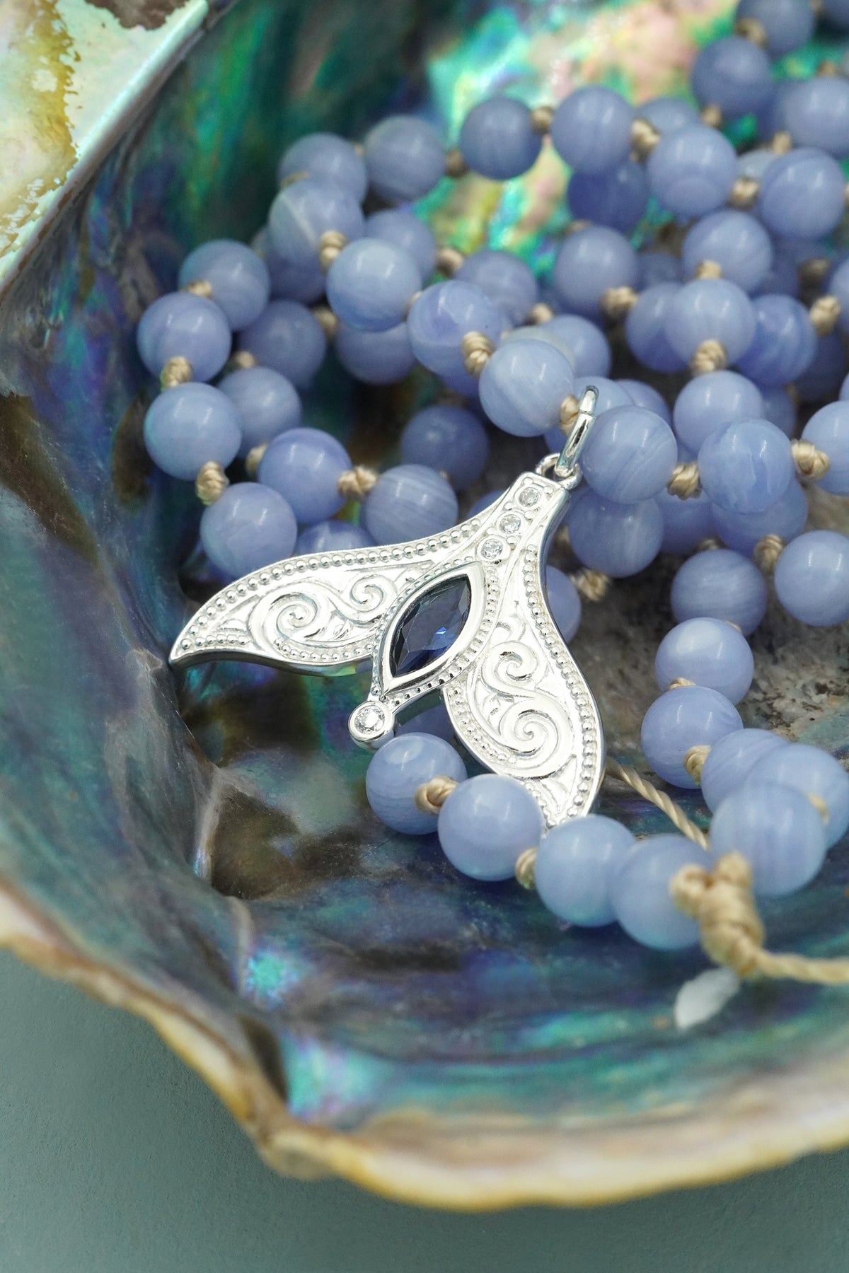 Silver Spirit Whale Mala Necklace