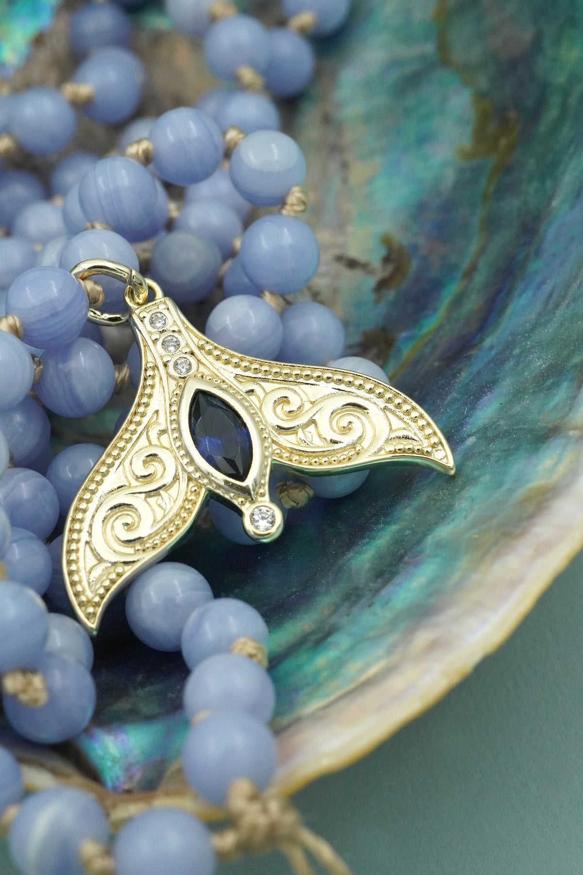 Gold Spirit Whale Mala Necklace