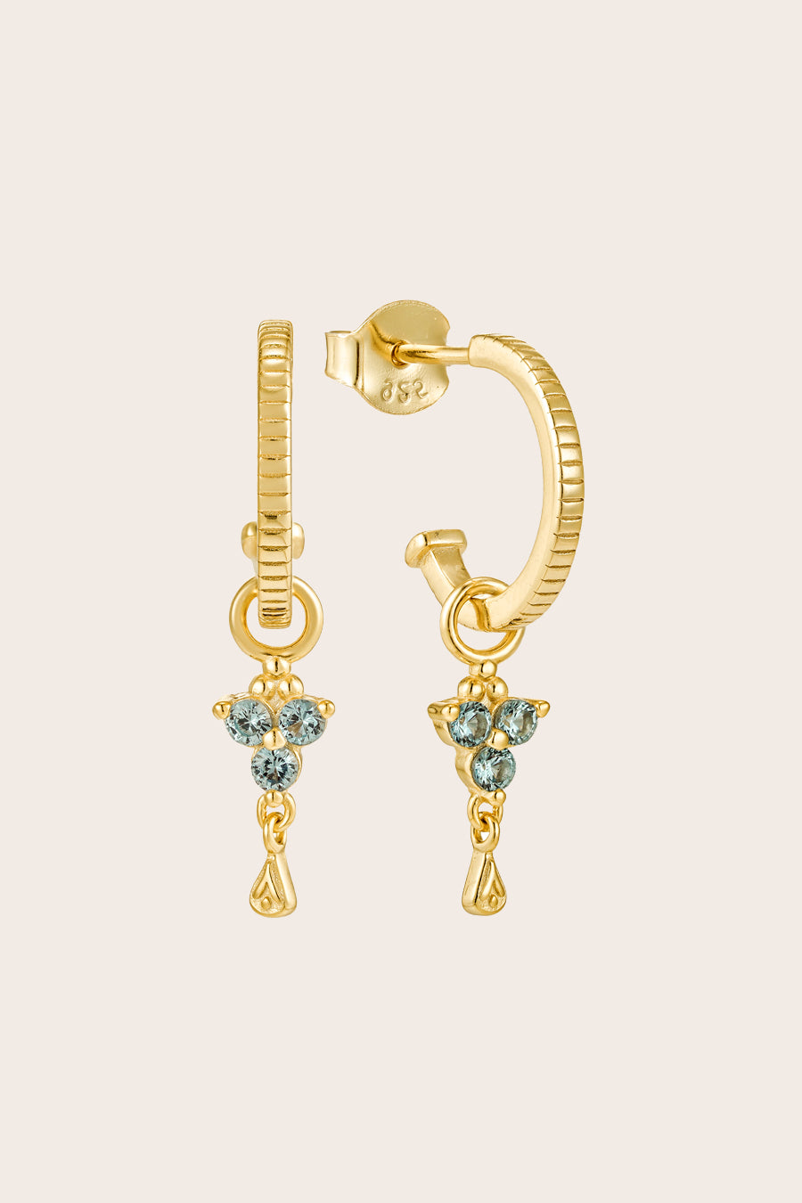 Gold Birthstone Hoops - March/Aquamarine