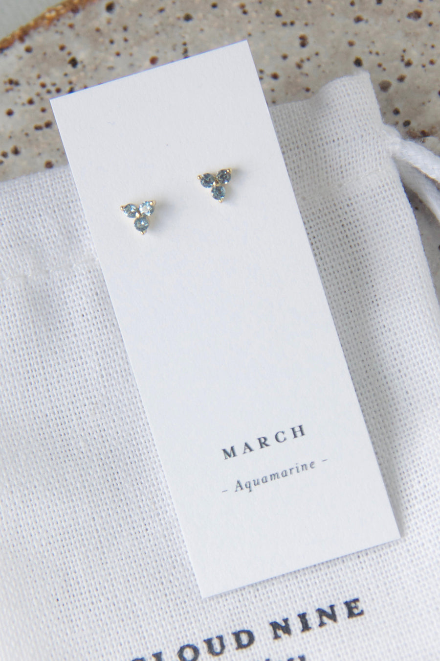 Gold Birthstone Studs - March/Aquamarine