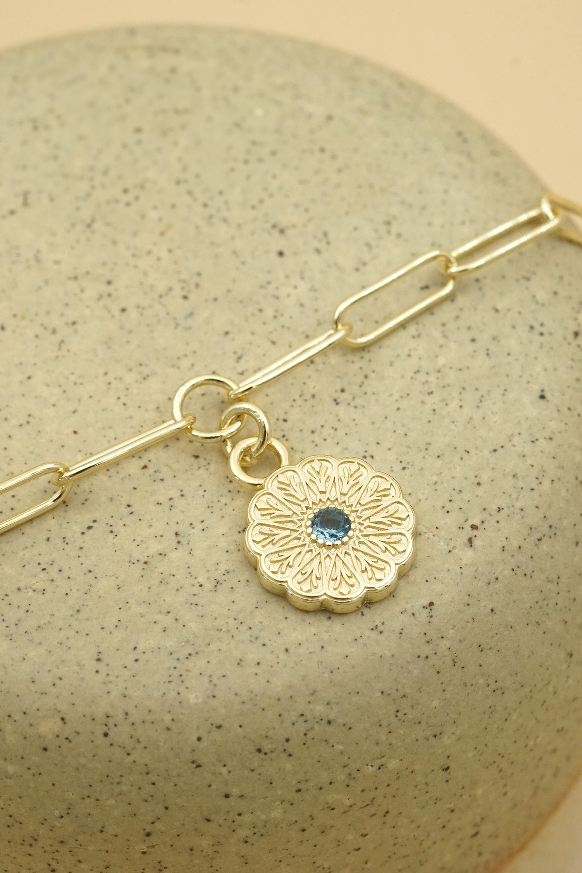 Gold Birthstone Bracelet - March/Aquamarine