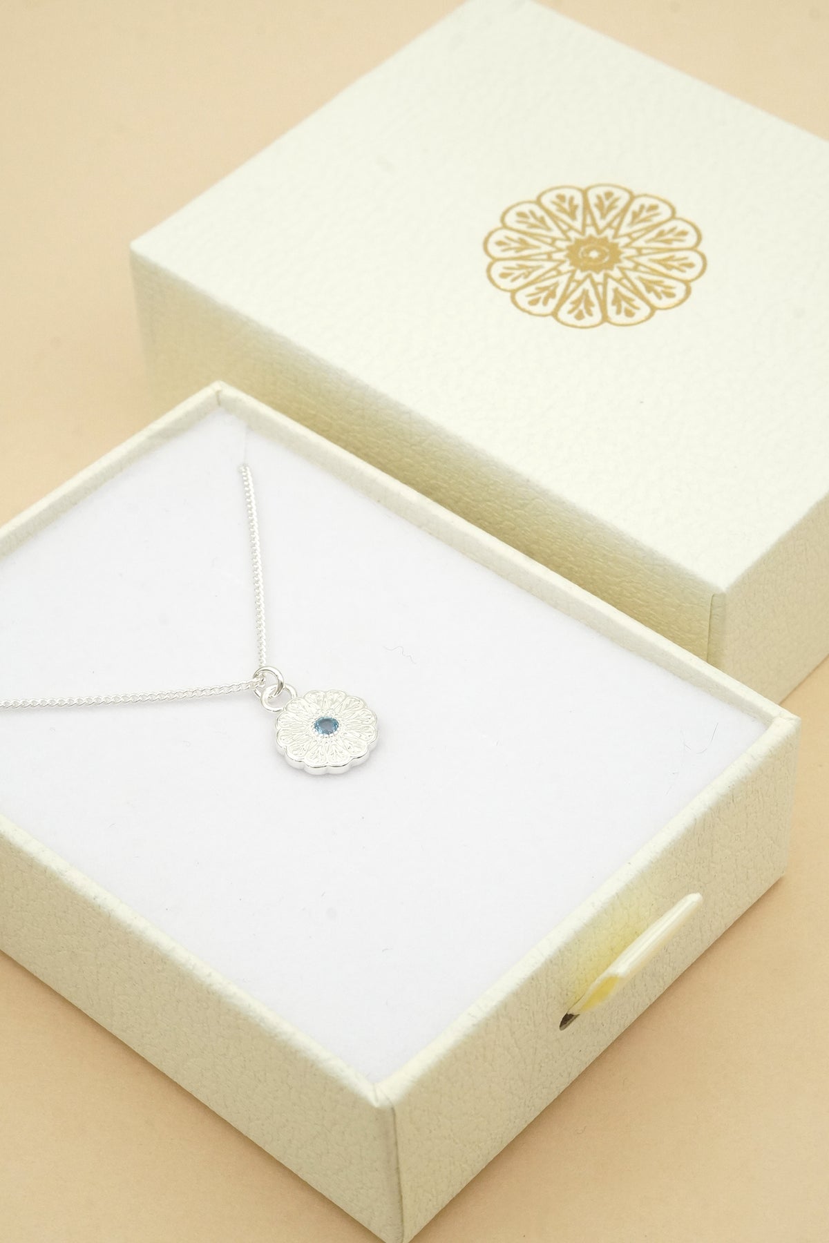 Silver Birthstone Necklace - March/Aquamarine