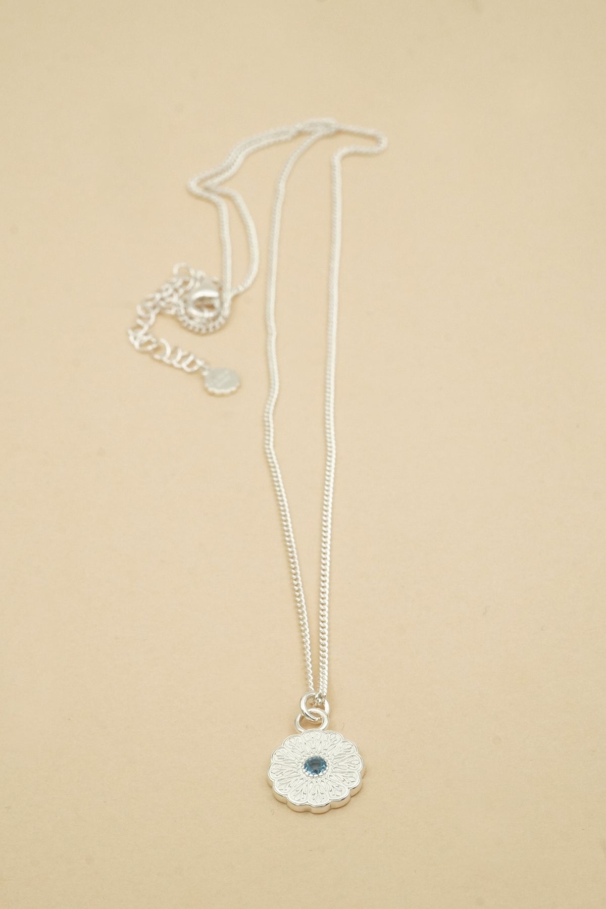 Silver Birthstone Necklace - March/Aquamarine