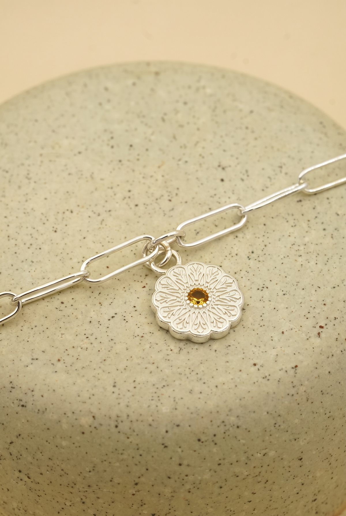 Silver Birthstone Bracelet - November/Citrine
