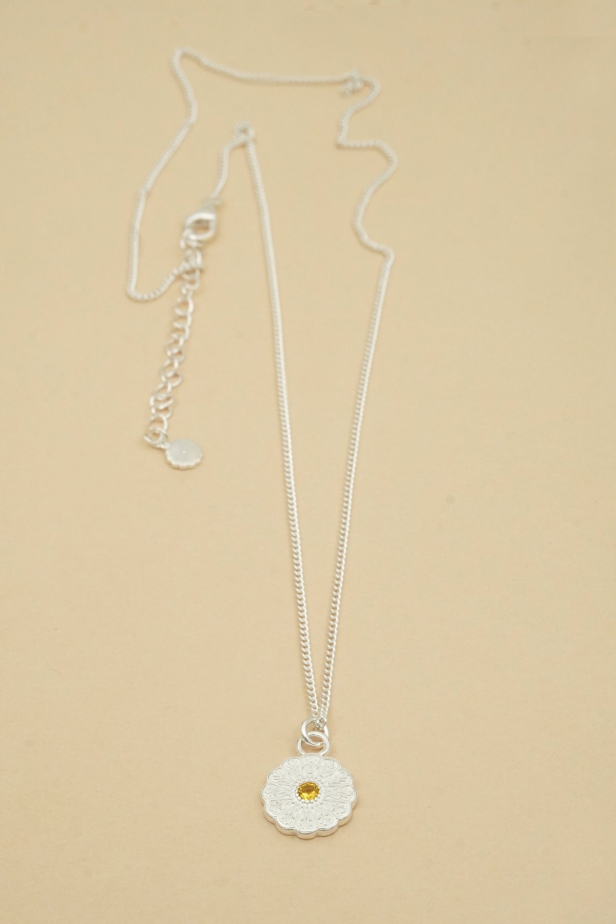 Silver Birthstone Necklace - November/Citrine