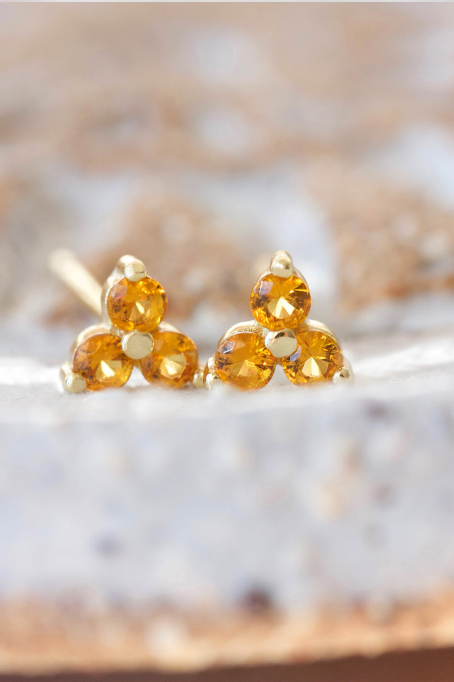 Gold Birthstone Studs - November/Citrine