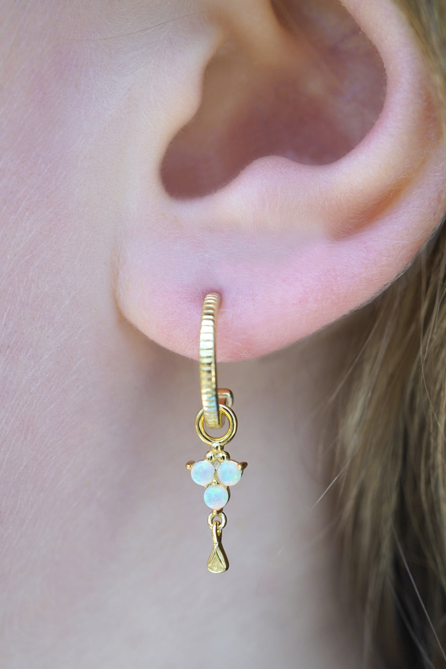 Gold Birthstone Hoops - October/Opal