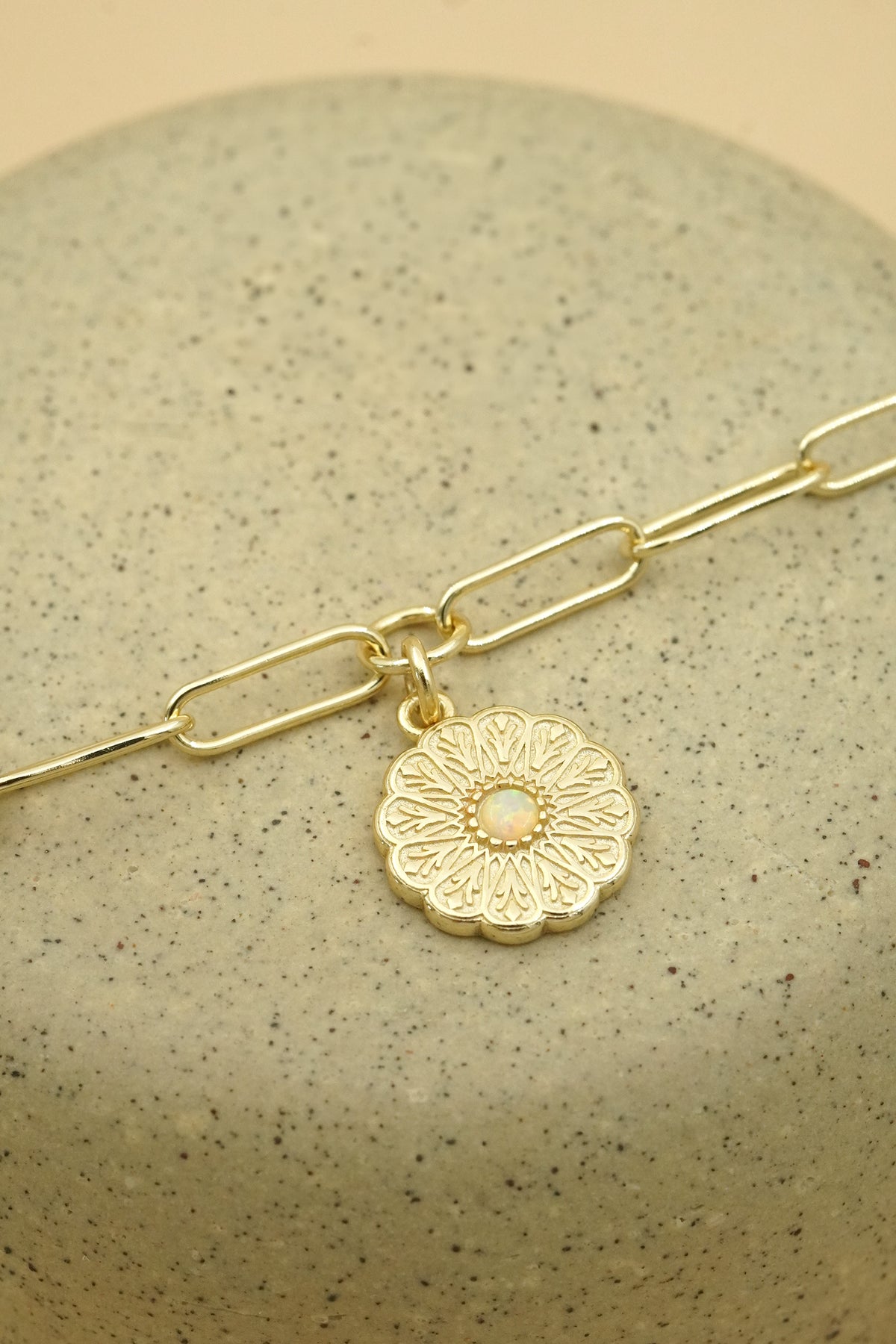 Gold Birthstone Bracelet - October/Opal