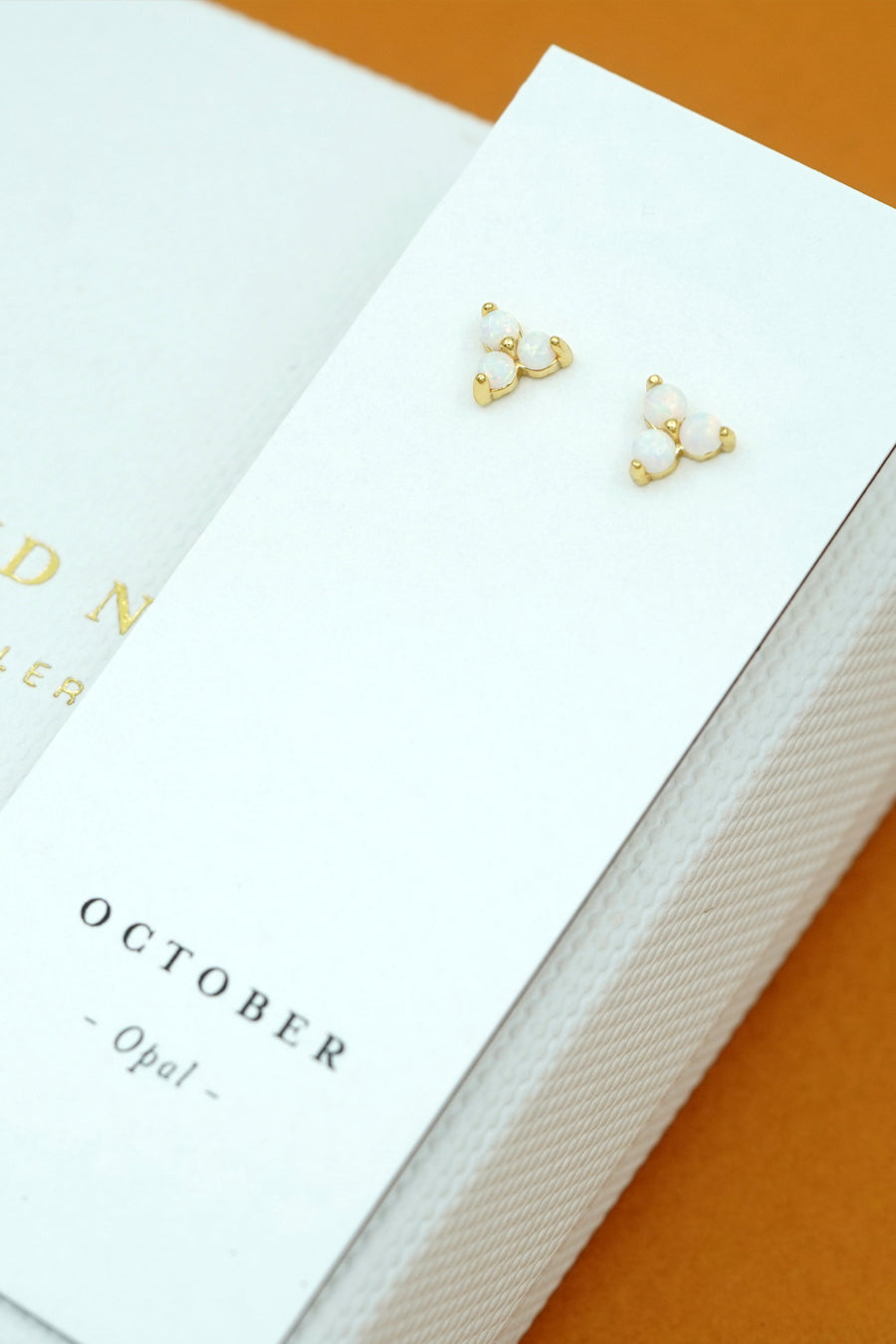 Gold Birthstone Studs - October/Opal