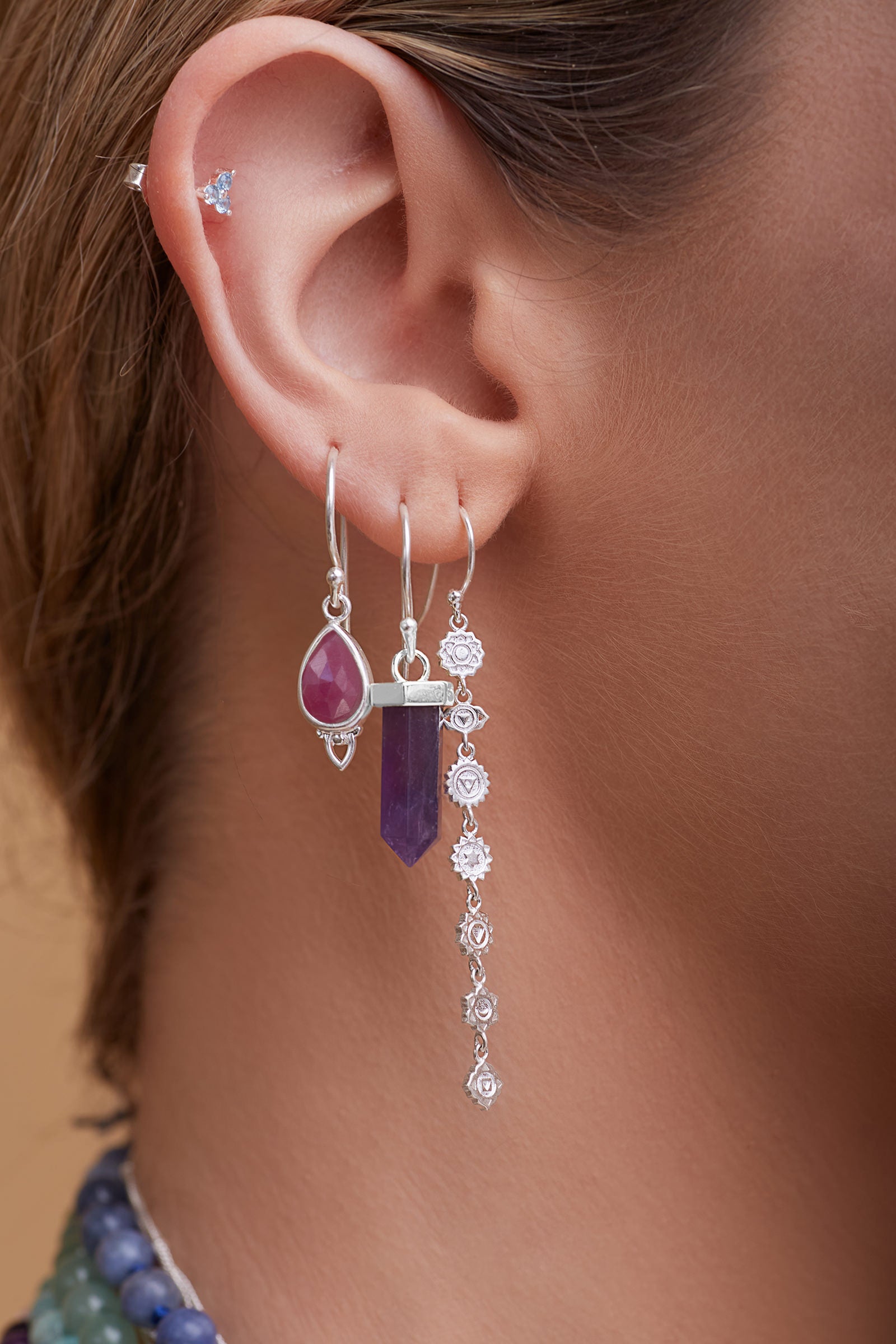 Root Chakra Earrings Silver