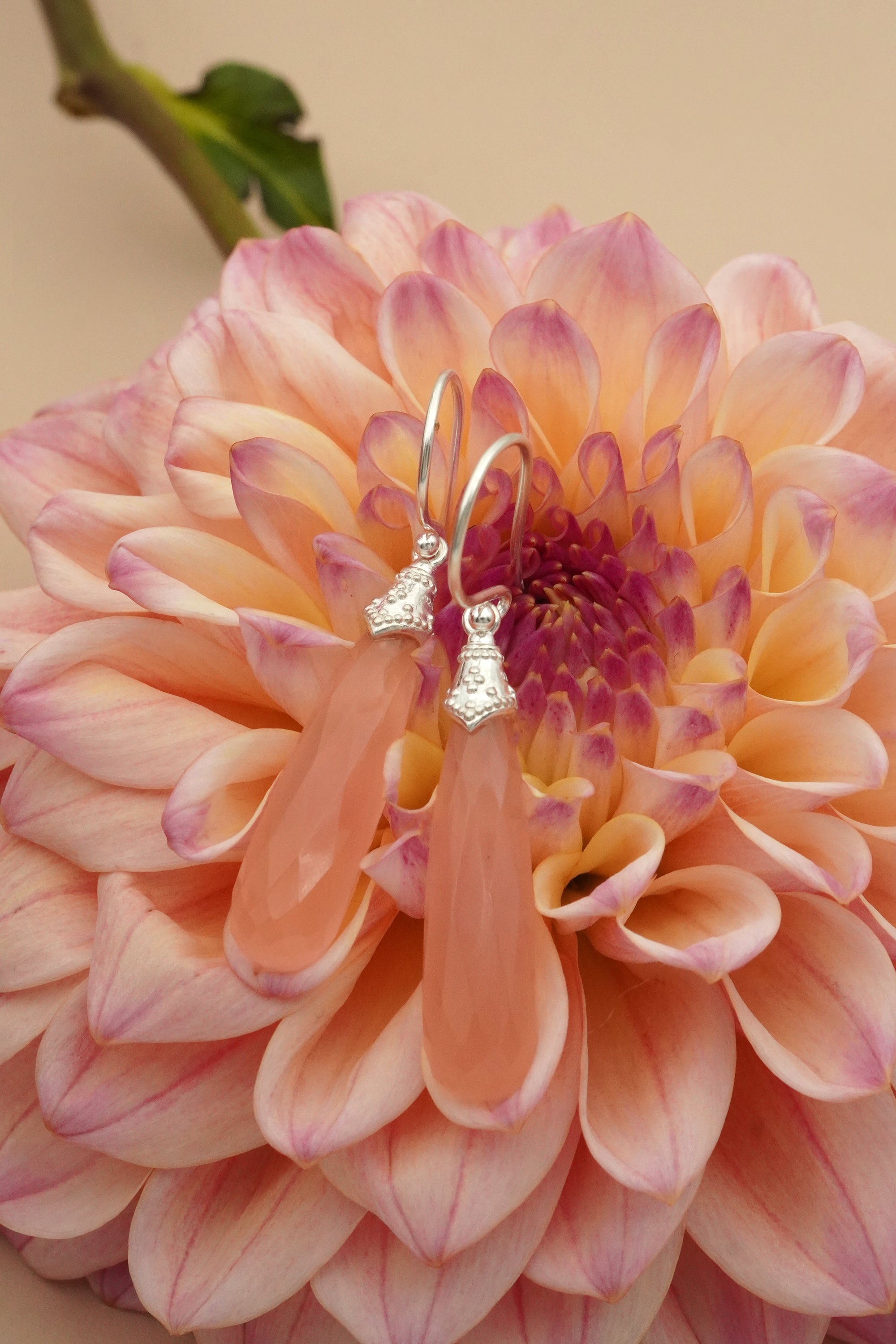 Heart-Led Rose Quartz Earrings - Silver