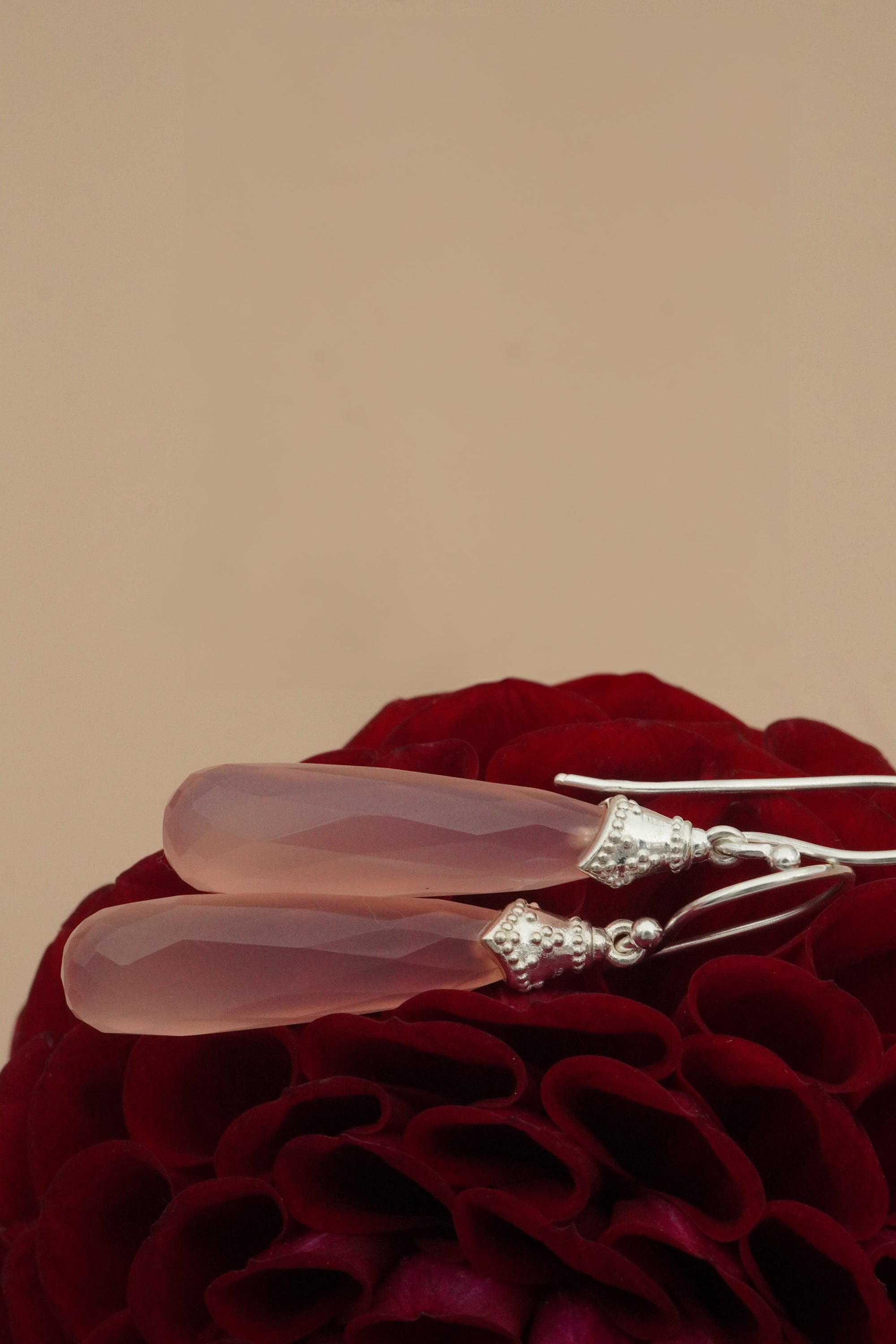 Heart-Led Rose Quartz Earrings - Silver