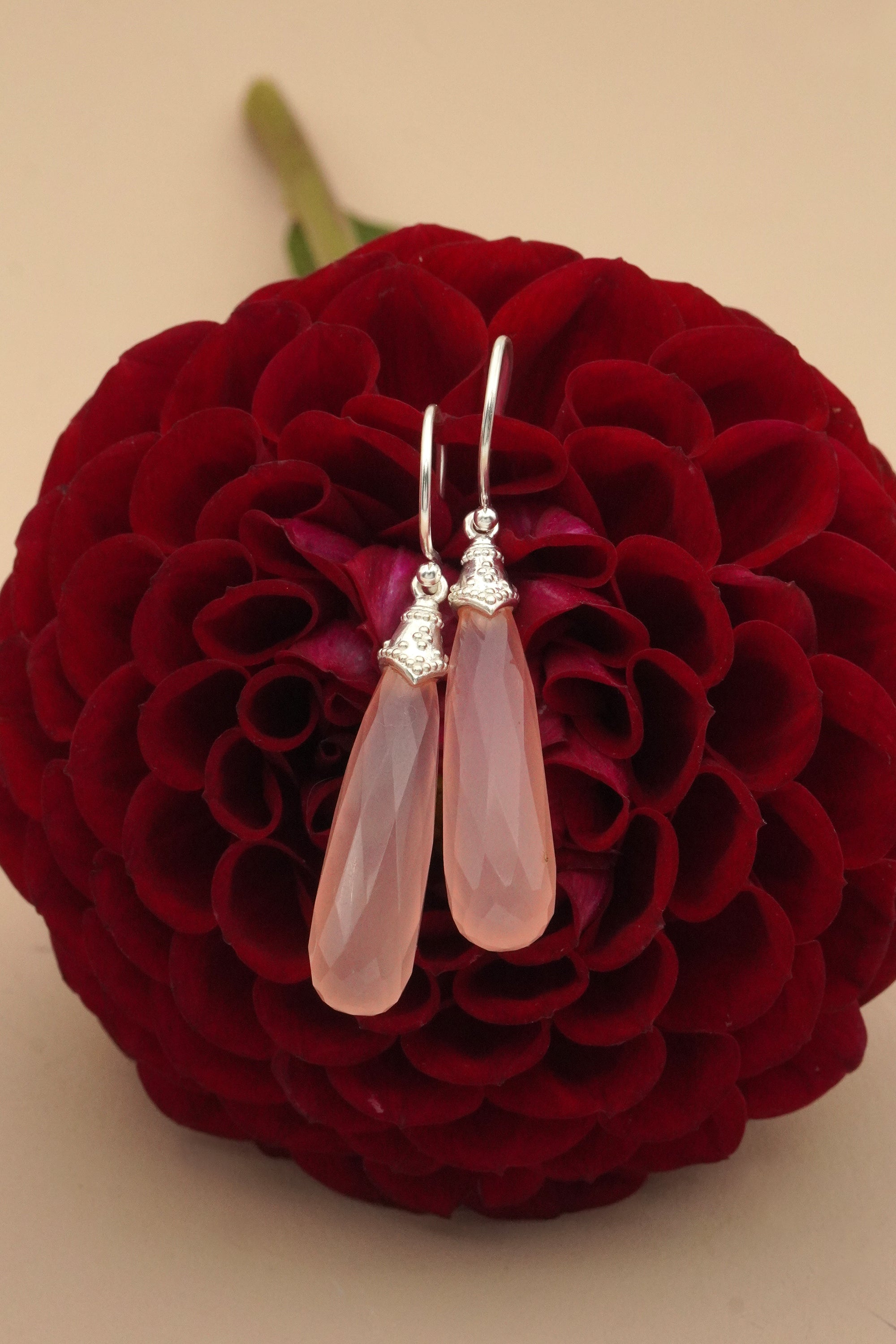 Heart-Led Rose Quartz Earrings - Silver