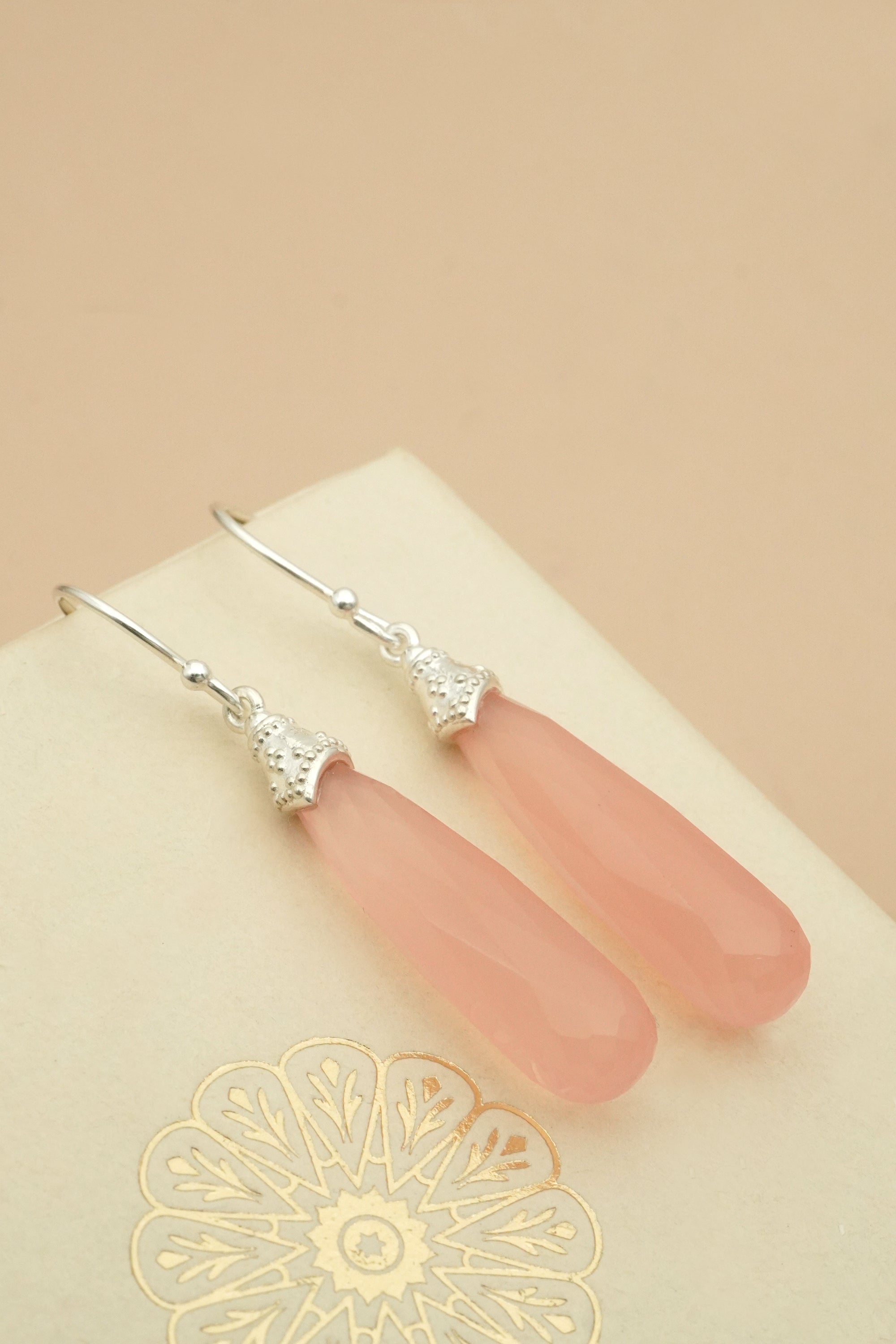 Heart-Led Rose Quartz Earrings - Silver