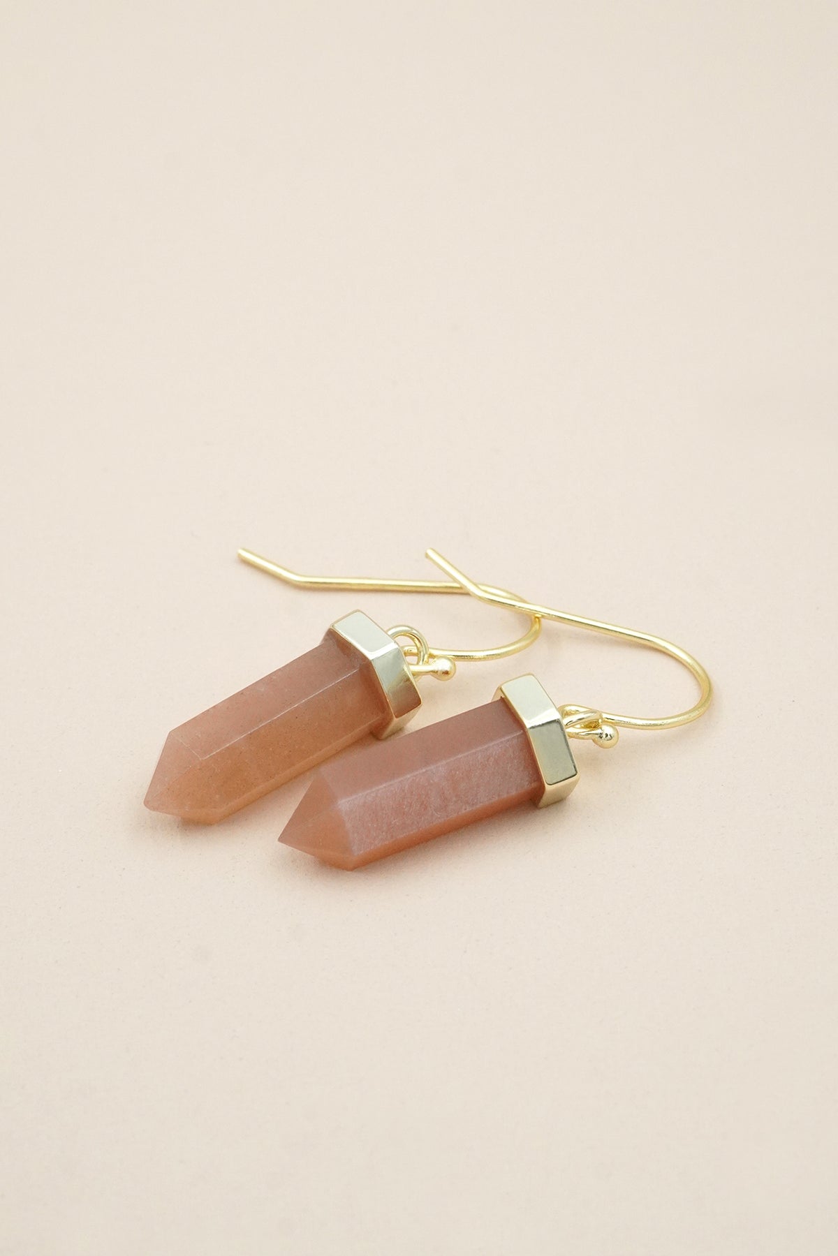 Peach Moonstone Creative Flow Earrings - Gold