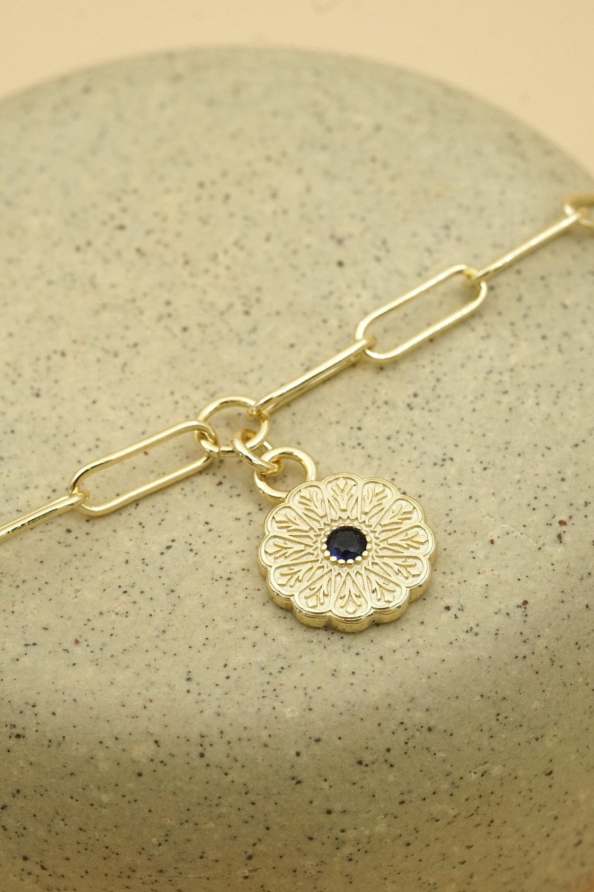 Gold Birthstone Bracelet - September/Sapphire