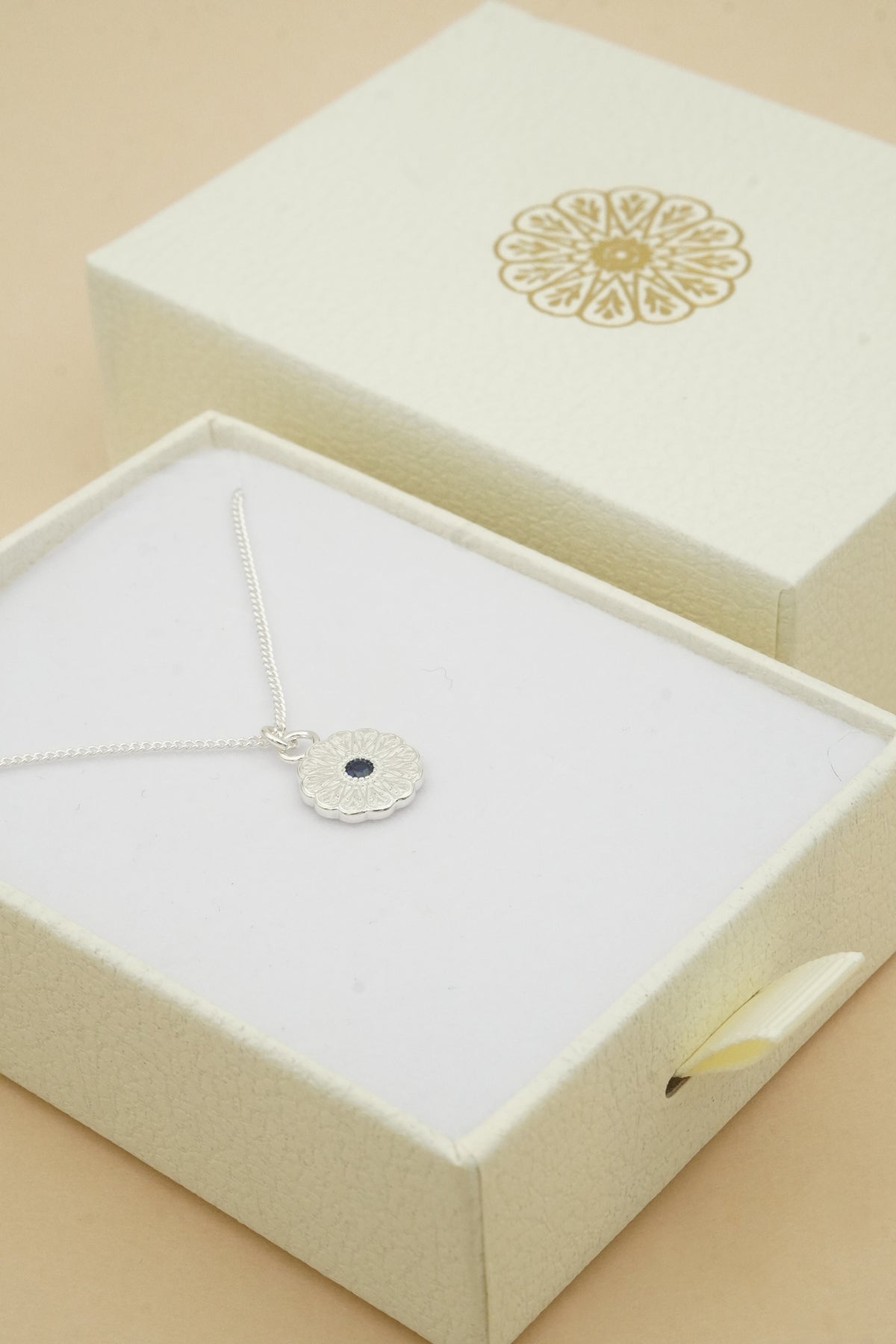 Silver Birthstone Necklace - September/Sapphire