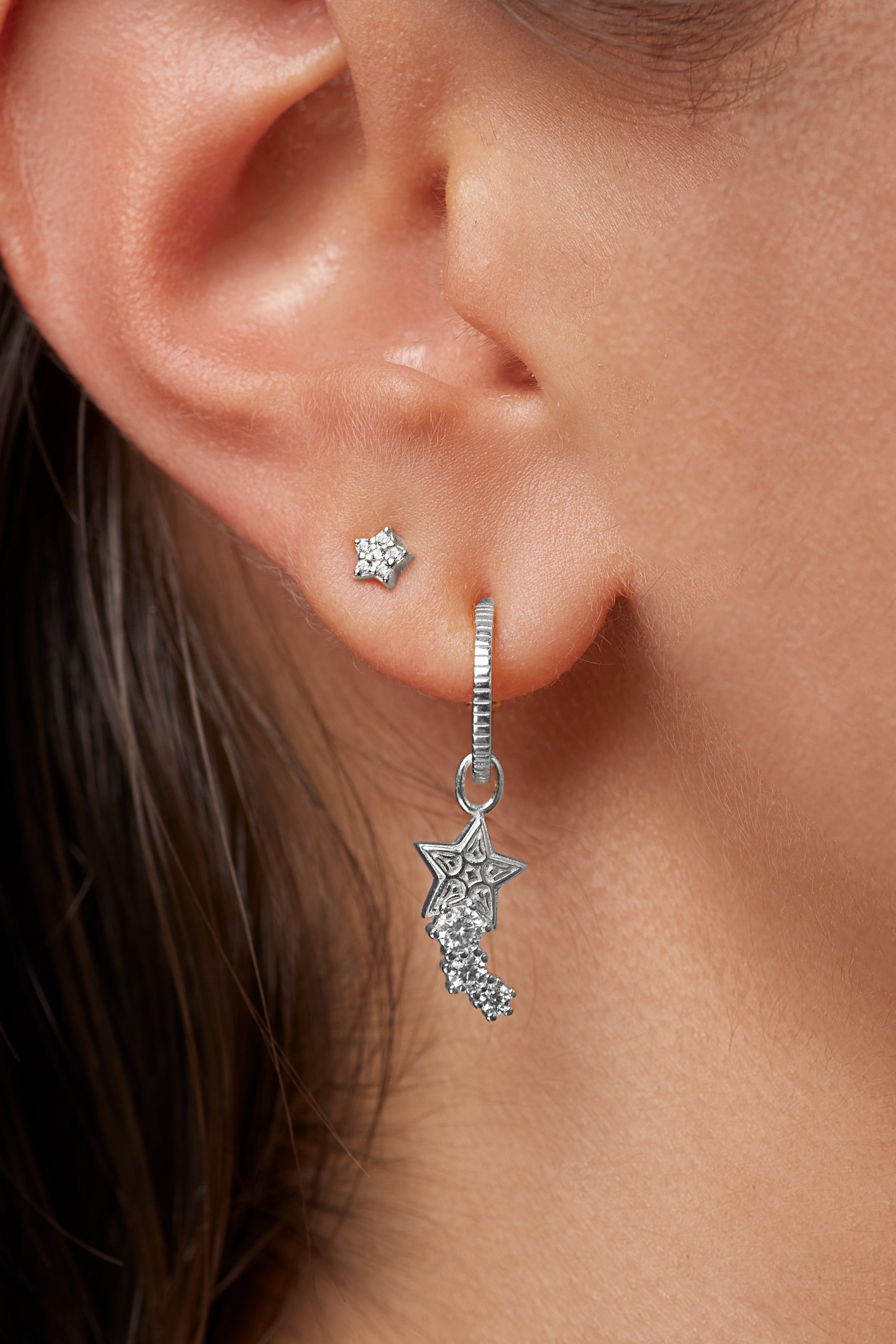 Shooting Star Hoops - Silver