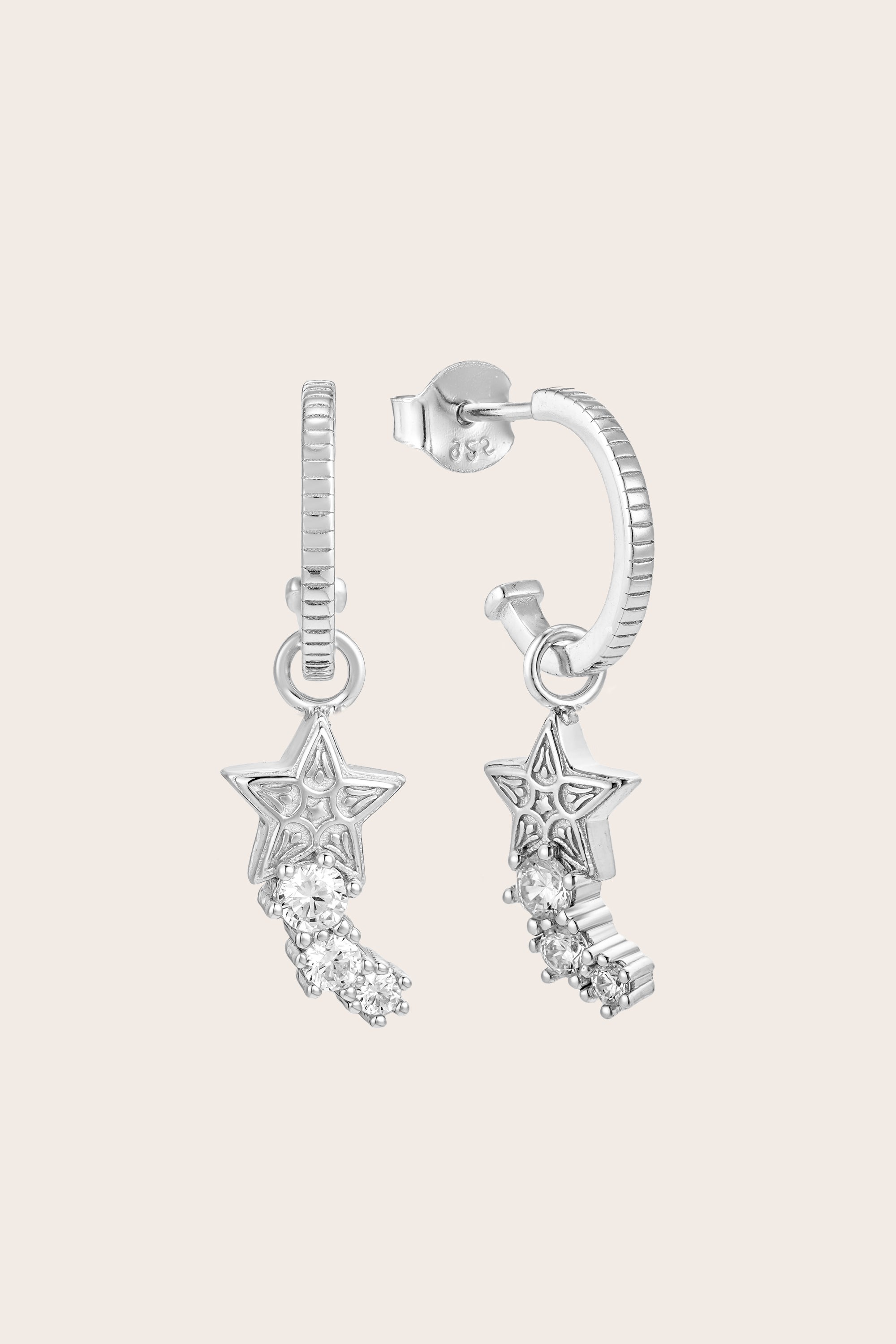 Shooting Star Hoops - Silver