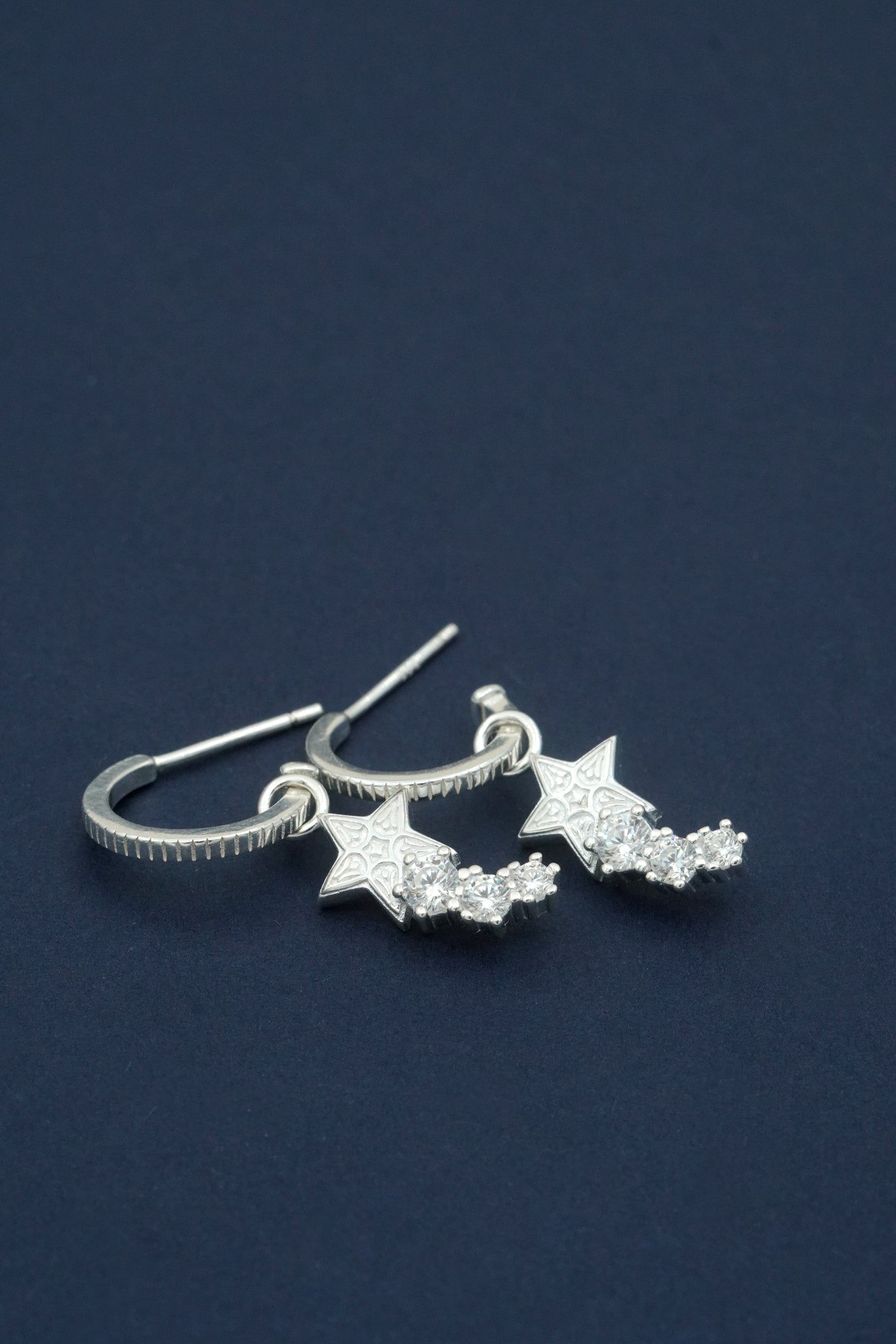 Shooting Star Hoops - Silver