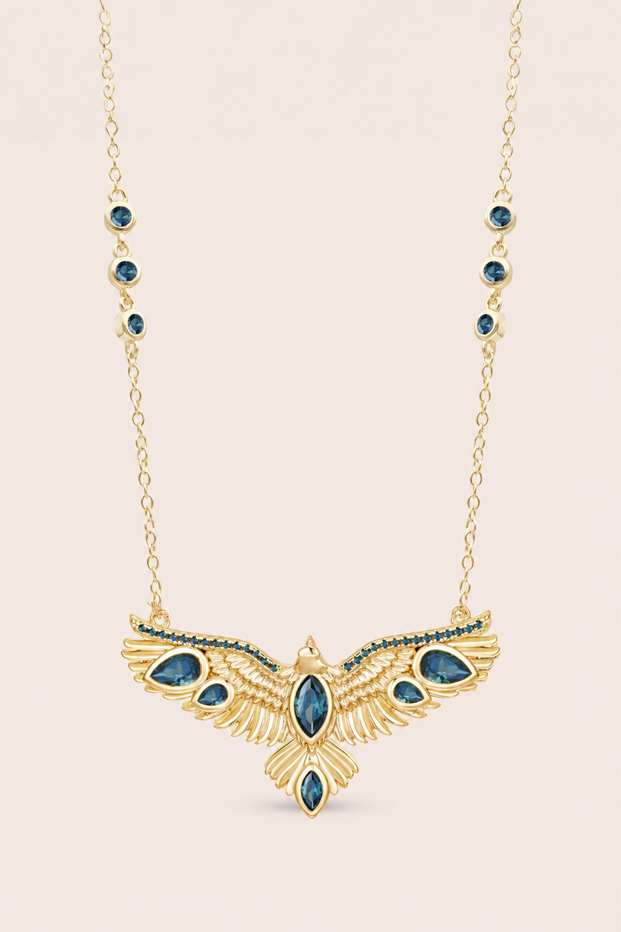 Soar Crystal Necklace London Blue - Gold