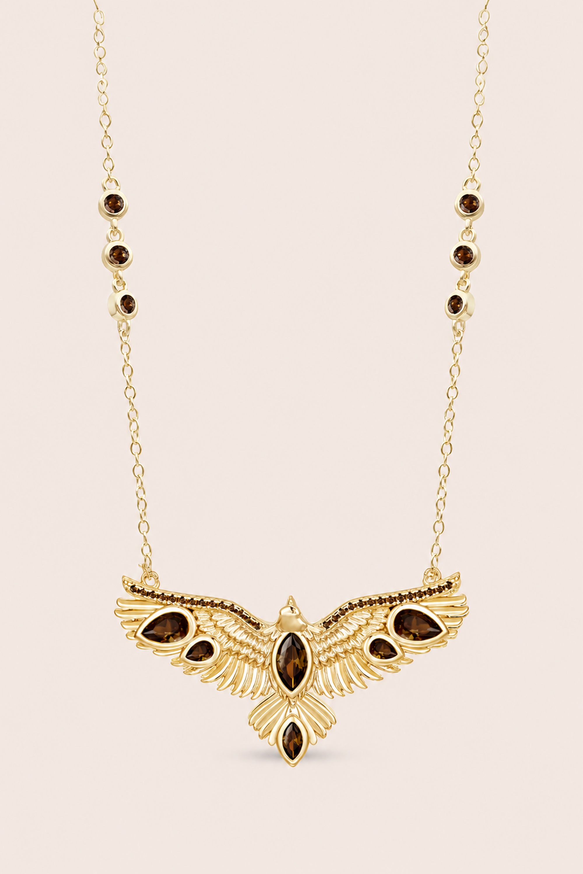 Soar Crystal Necklace Brown - Gold